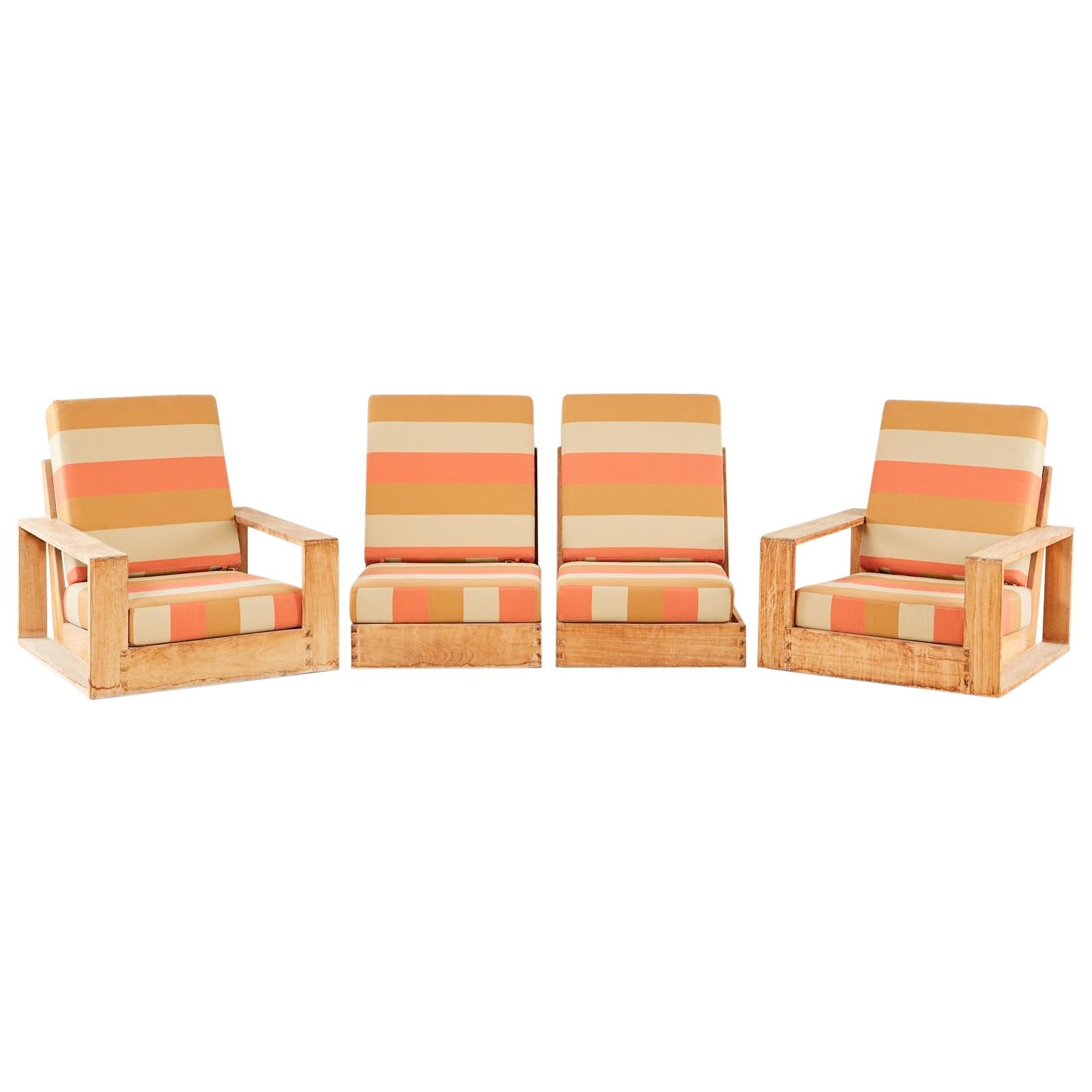 Set of Four John Hutton Teak Poolside Lounge Chairs