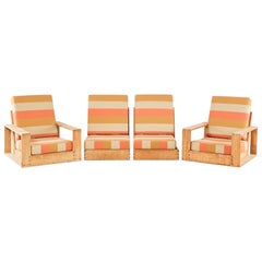 Set of Four John Hutton Teak Poolside Lounge Chairs