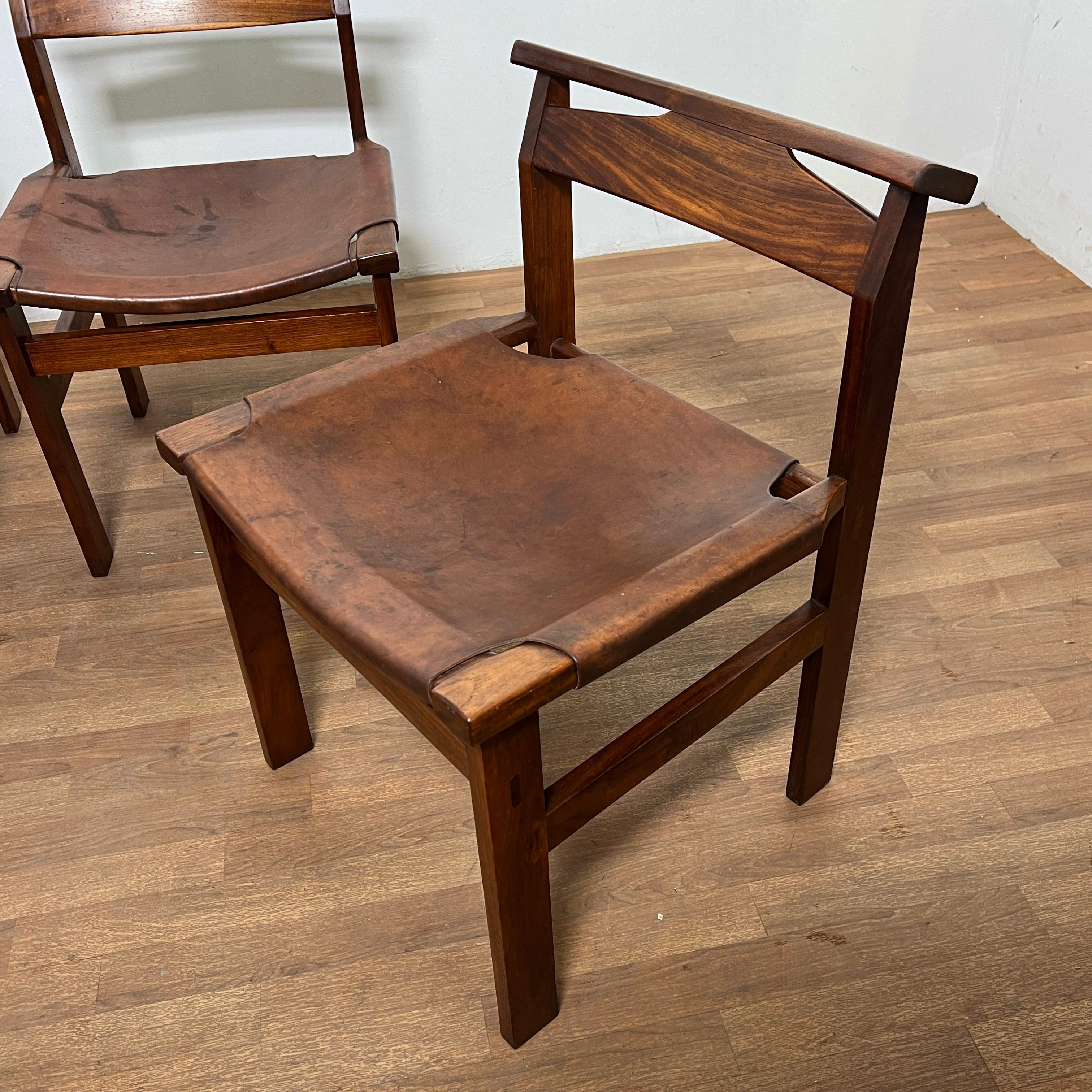 Set of four Africal Modernist chairs designed by John Tabraham for Kallenbach’s, a firm founded in the early 20th century by the noted architect Herman Kallenbach, who was also a close friend of Mahatma Gandhi. Made in South Africa, circa 1960s,