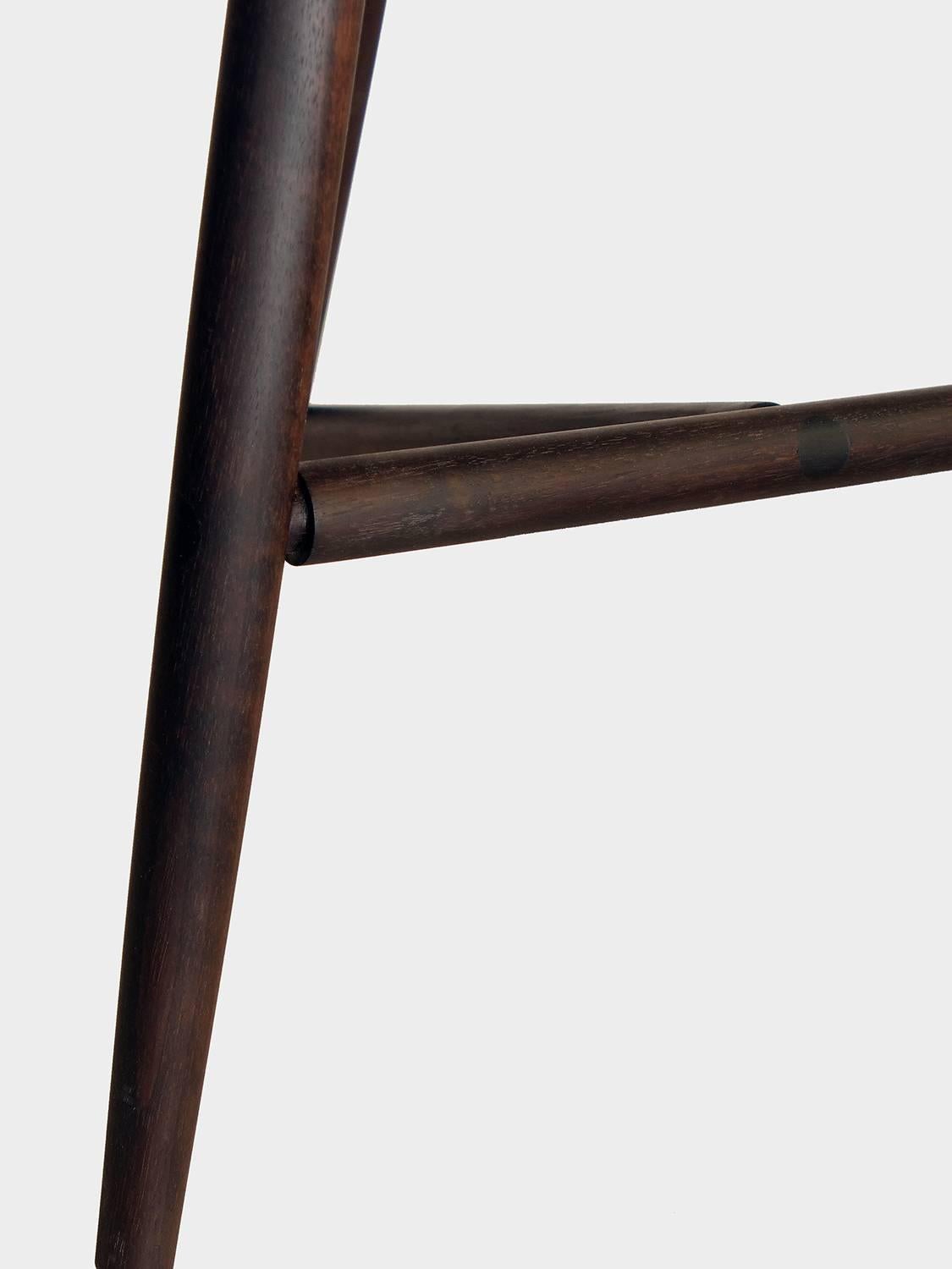 Set of Four Jordan Ebonized Walnut Counter Height Wood Stools - In Stock In New Condition For Sale In Accord, NY