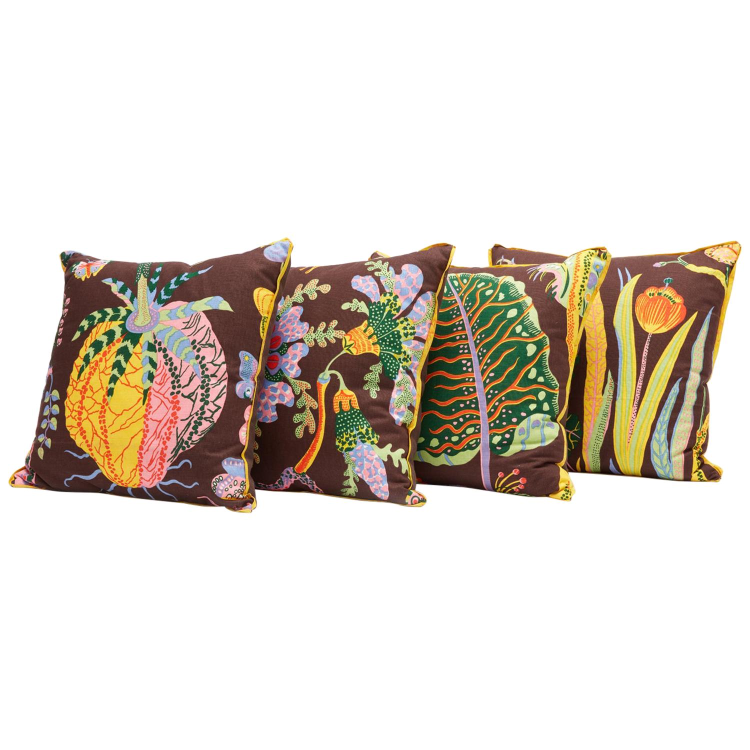 Set of Four Josef Frank Cushions in the "Hawaii" Pattern For Sale