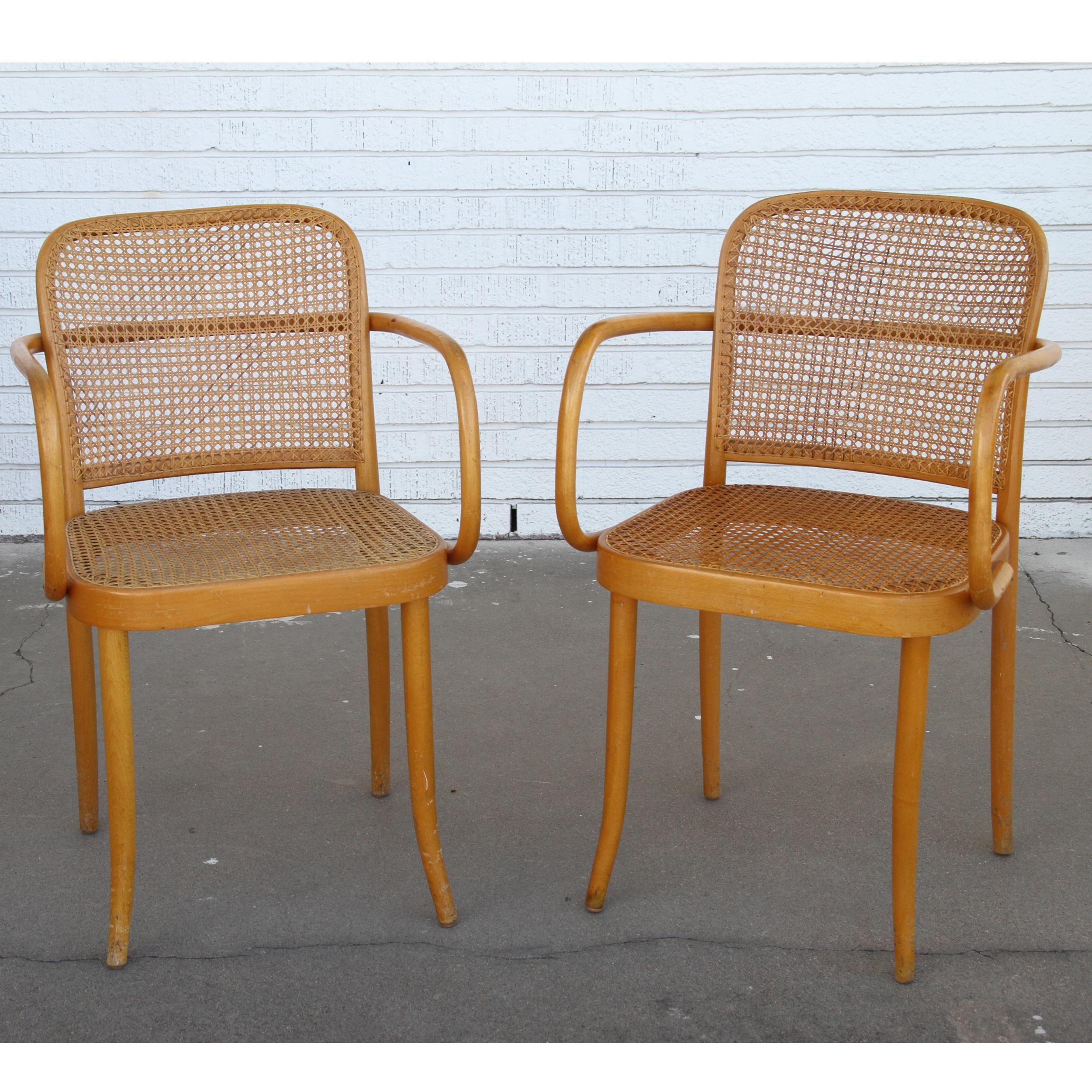 Mid-Century Modern Set of Four Josef Frank/Hoffman Bentwood Prague 811 Chairs