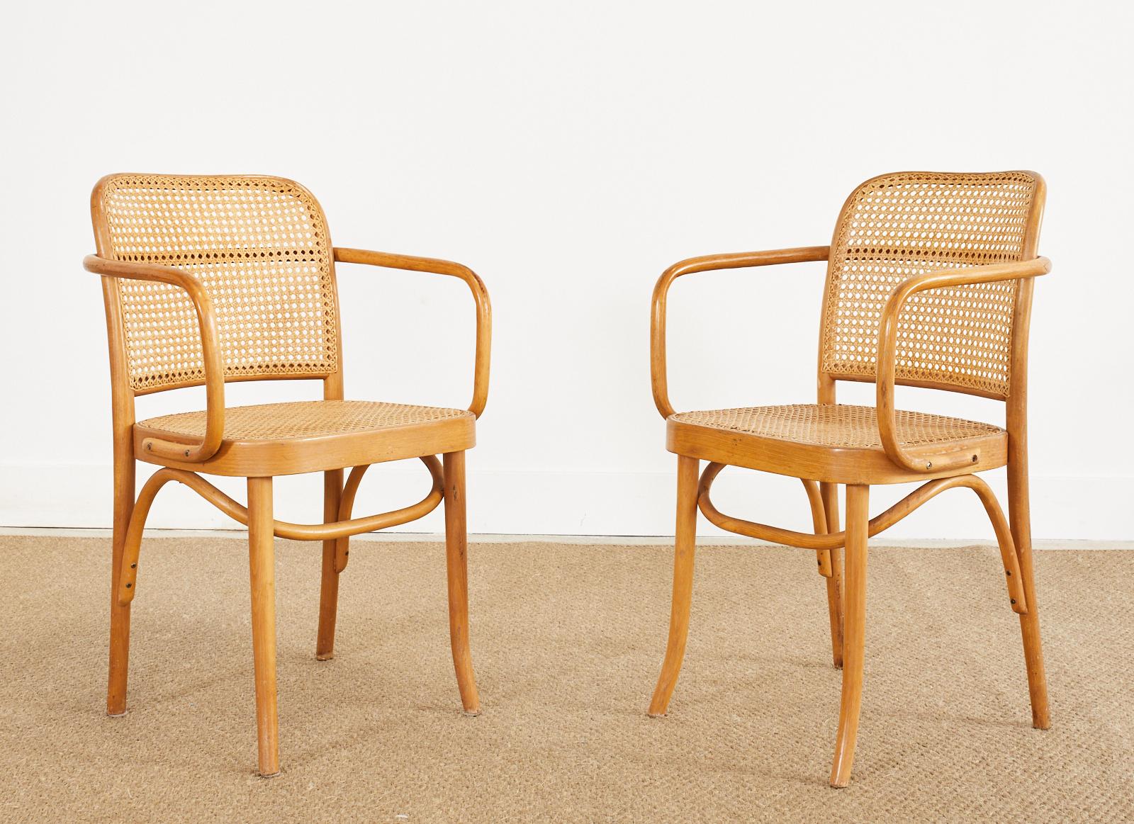 Polish Set of Four Josef Frank/Hoffman Bentwood Prague 811 Chairs