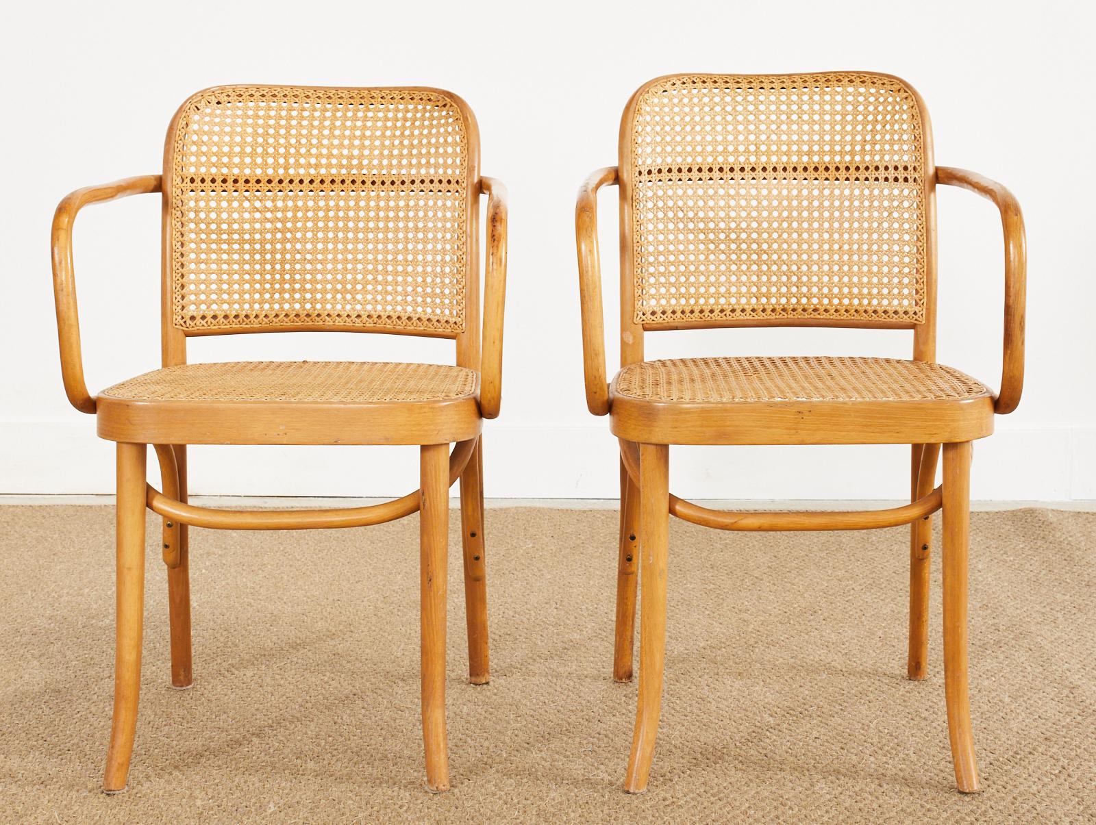 Hand-Crafted Set of Four Josef Frank/Hoffman Bentwood Prague 811 Chairs For Sale