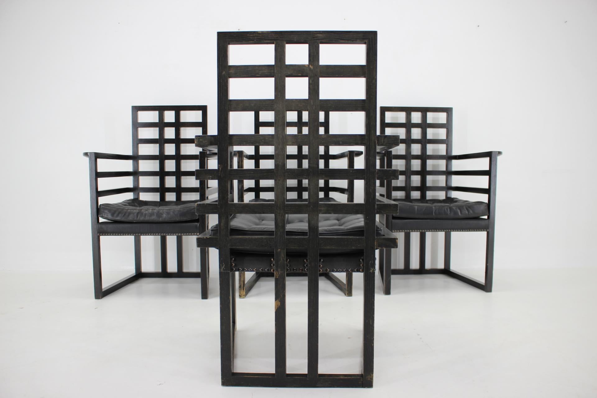 Satz von vier Josef Hoffmann Armloffel-Stühlen, hergestellt von Wittmann, Österreich im Angebot 3