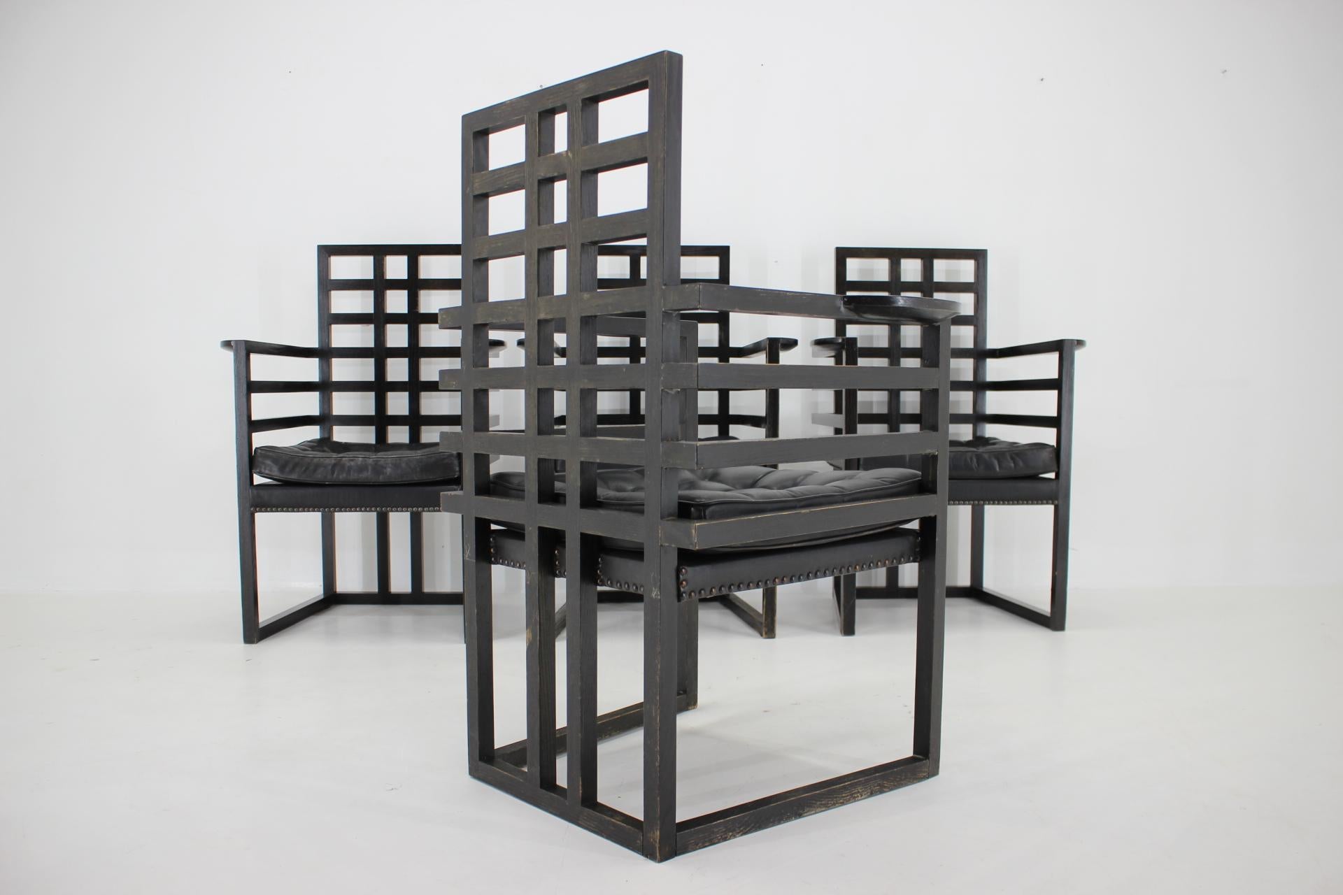 Satz von vier Josef Hoffmann Armloffel-Stühlen, hergestellt von Wittmann, Österreich im Angebot 4