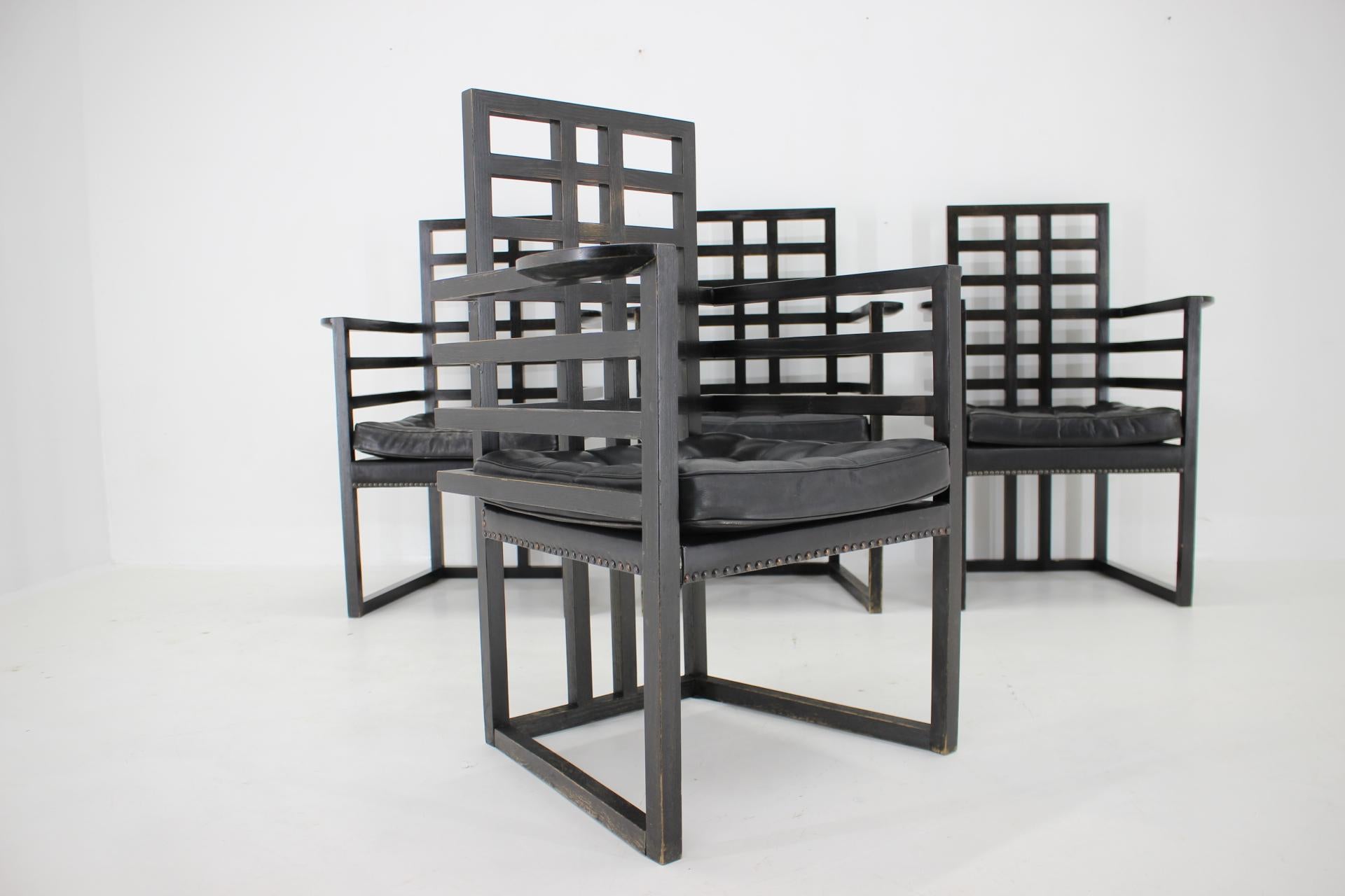 Satz von vier Josef Hoffmann Armloffel-Stühlen, hergestellt von Wittmann, Österreich im Angebot 6