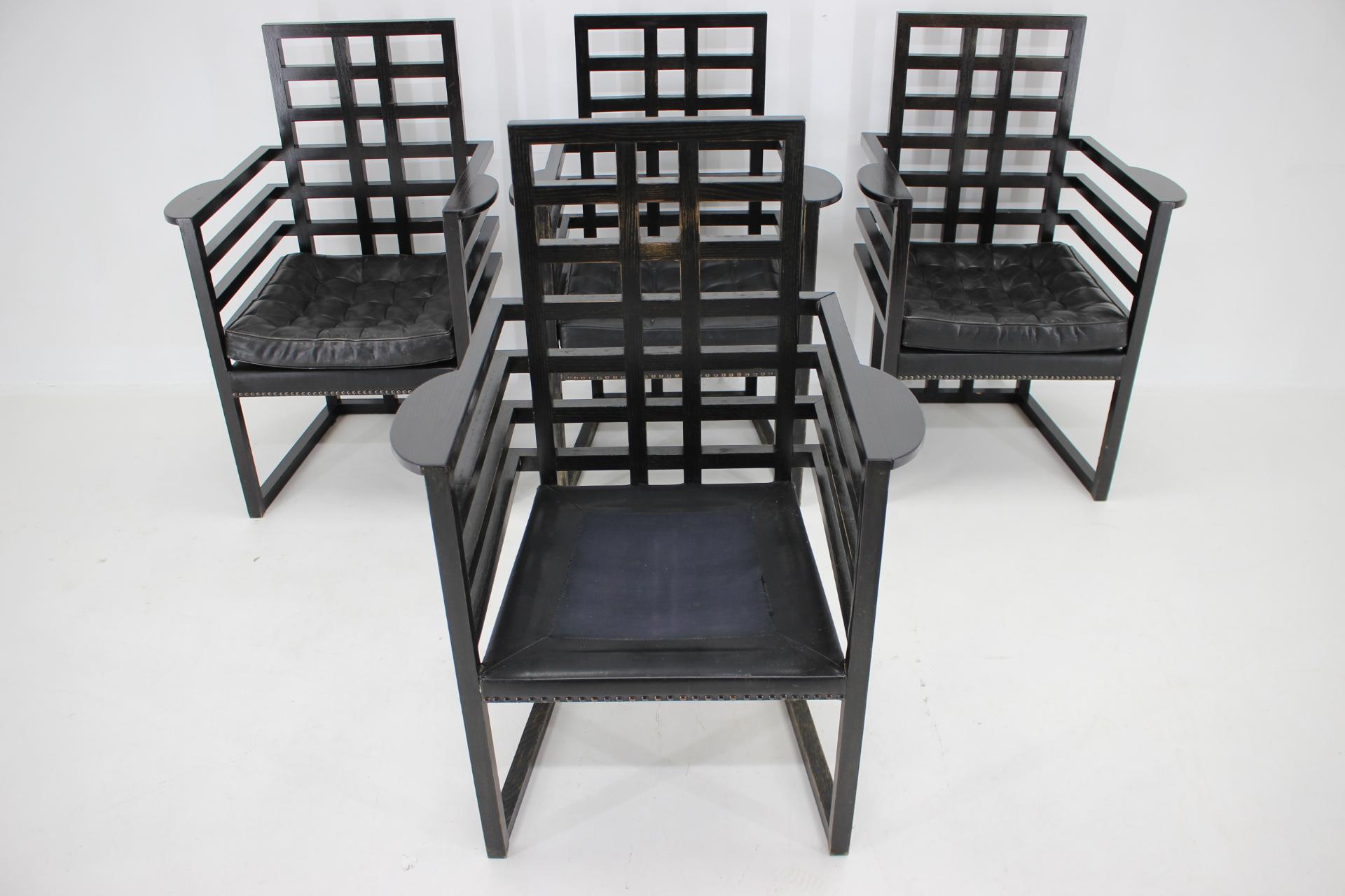 Satz von vier Josef Hoffmann Armloffel-Stühlen, hergestellt von Wittmann, Österreich im Angebot 11