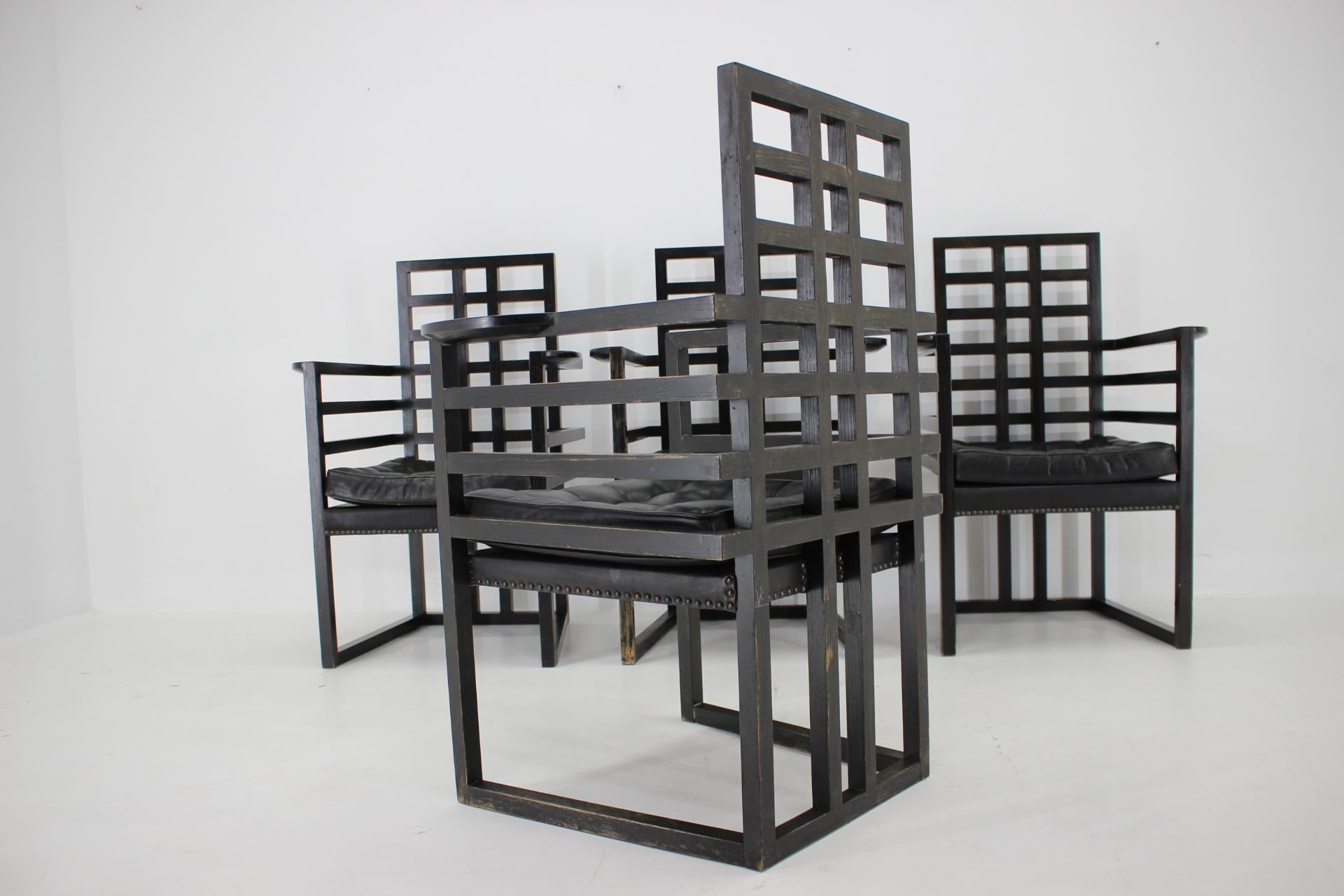 Satz von vier Josef Hoffmann Armloffel-Stühlen, hergestellt von Wittmann, Österreich im Angebot 2