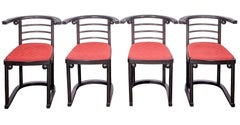 Set of Four Josef Hoffmann Fledermaus Style Chairs. Austria, 20th Century.