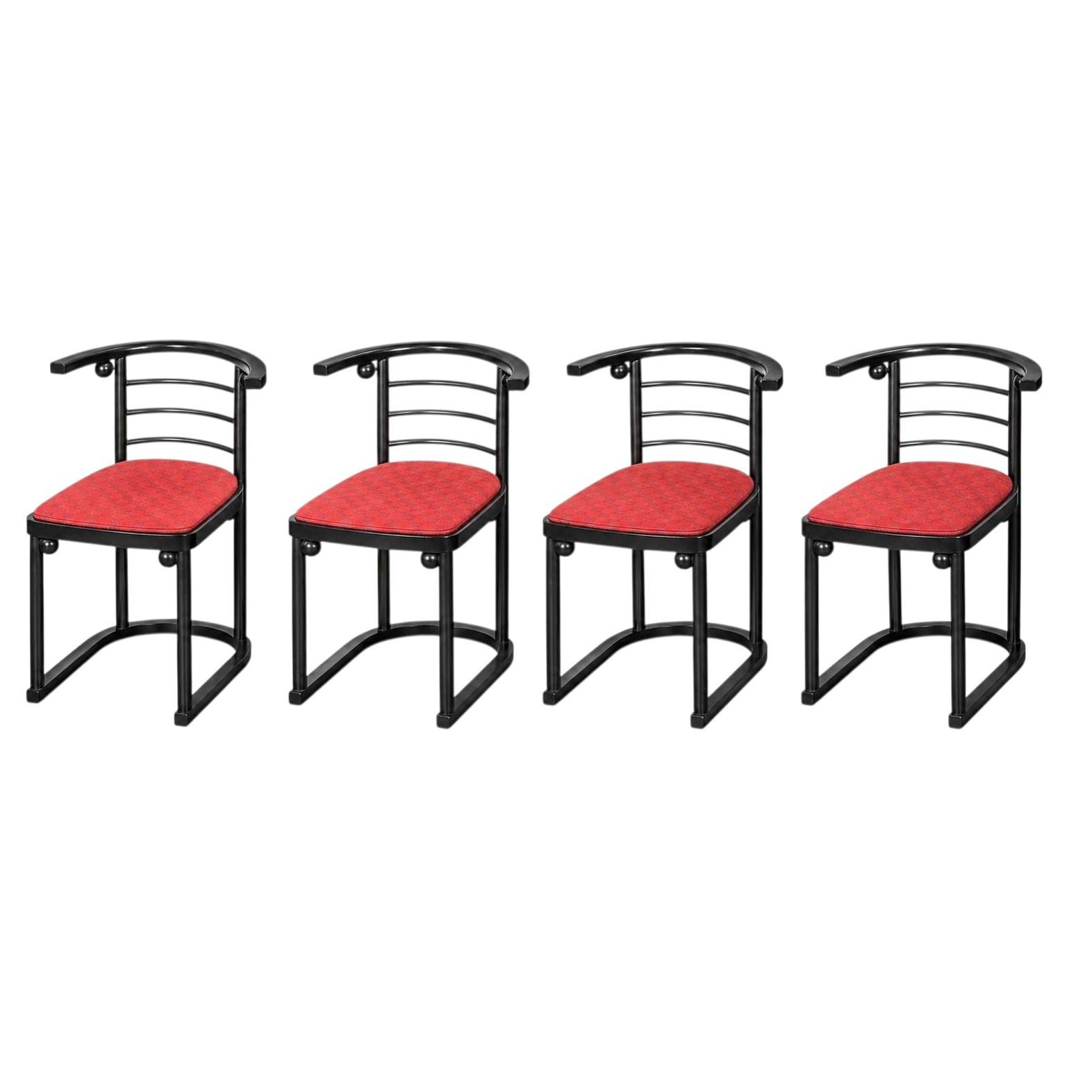 Set of Four Josef Hoffmann Fledermaus Style Chairs. Austria, 20th Century.