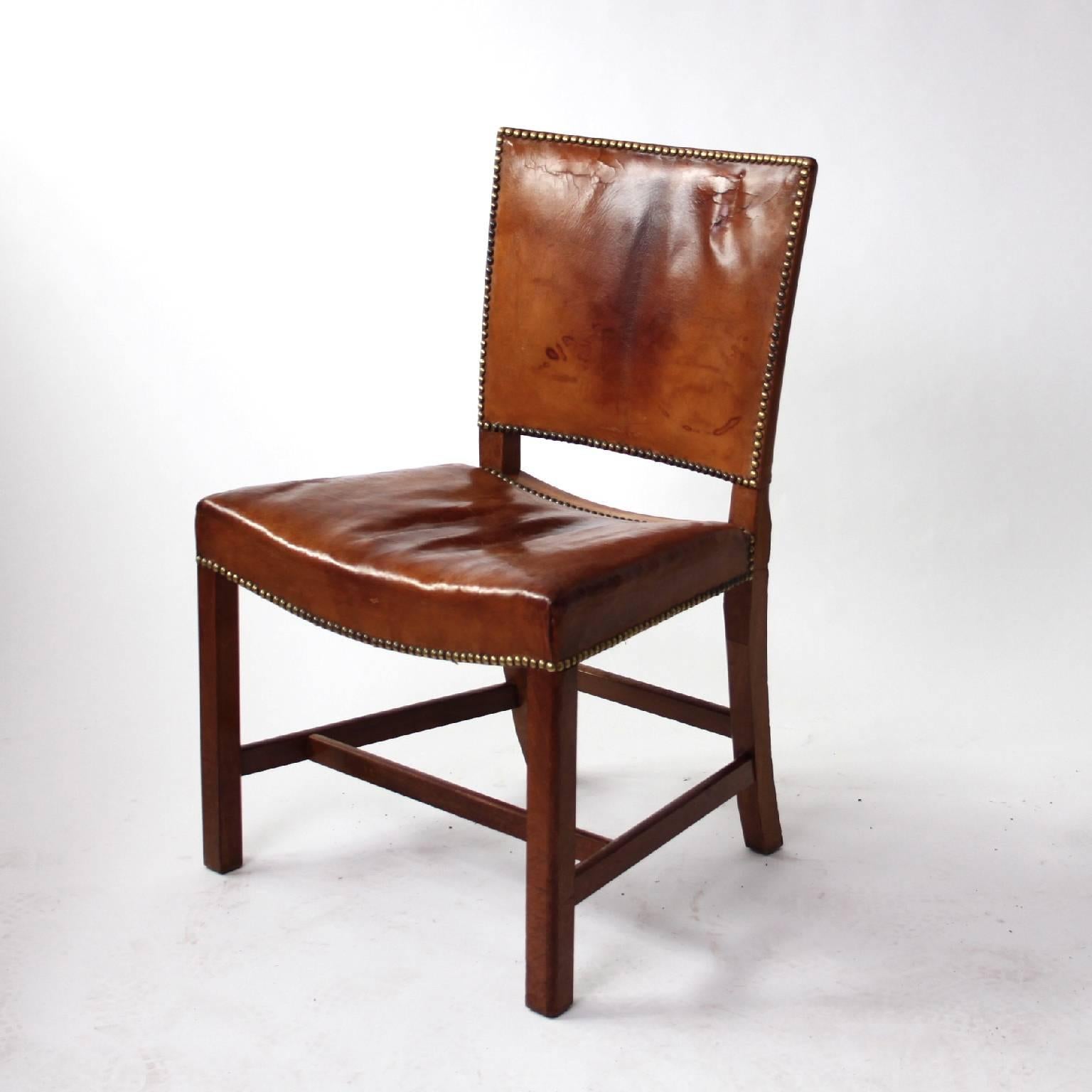 Set of Four Kaare Klint Red Chairs Mahogany and Original Niger Leather 5