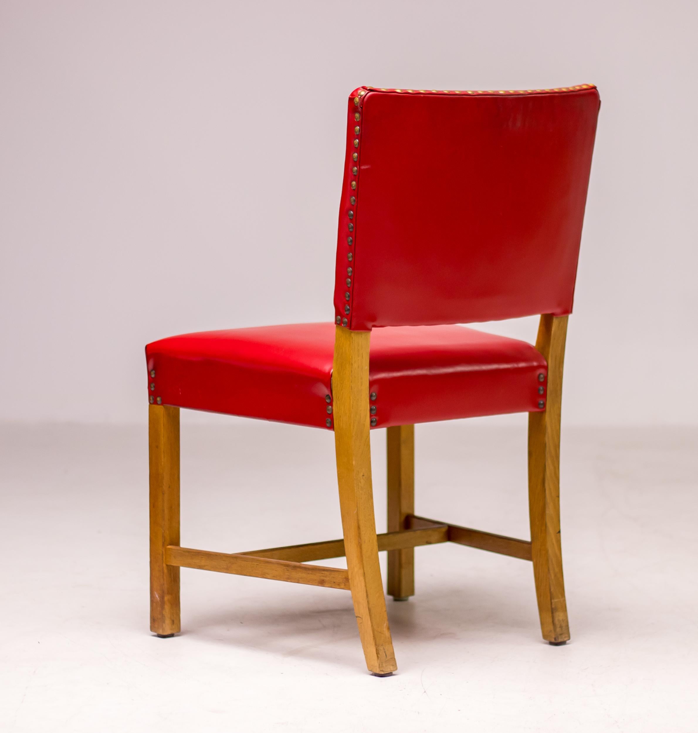 Naugahyde Set of Four Kaare Klint ‘The Red Chair’ Model 3949 Chairs by Rud Rasmussen For Sale