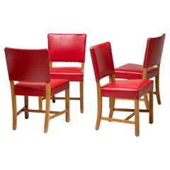 Set of Four Kaare Klint ‘The Red Chair’ Model 3949 Chairs by Rud Rasmussen
