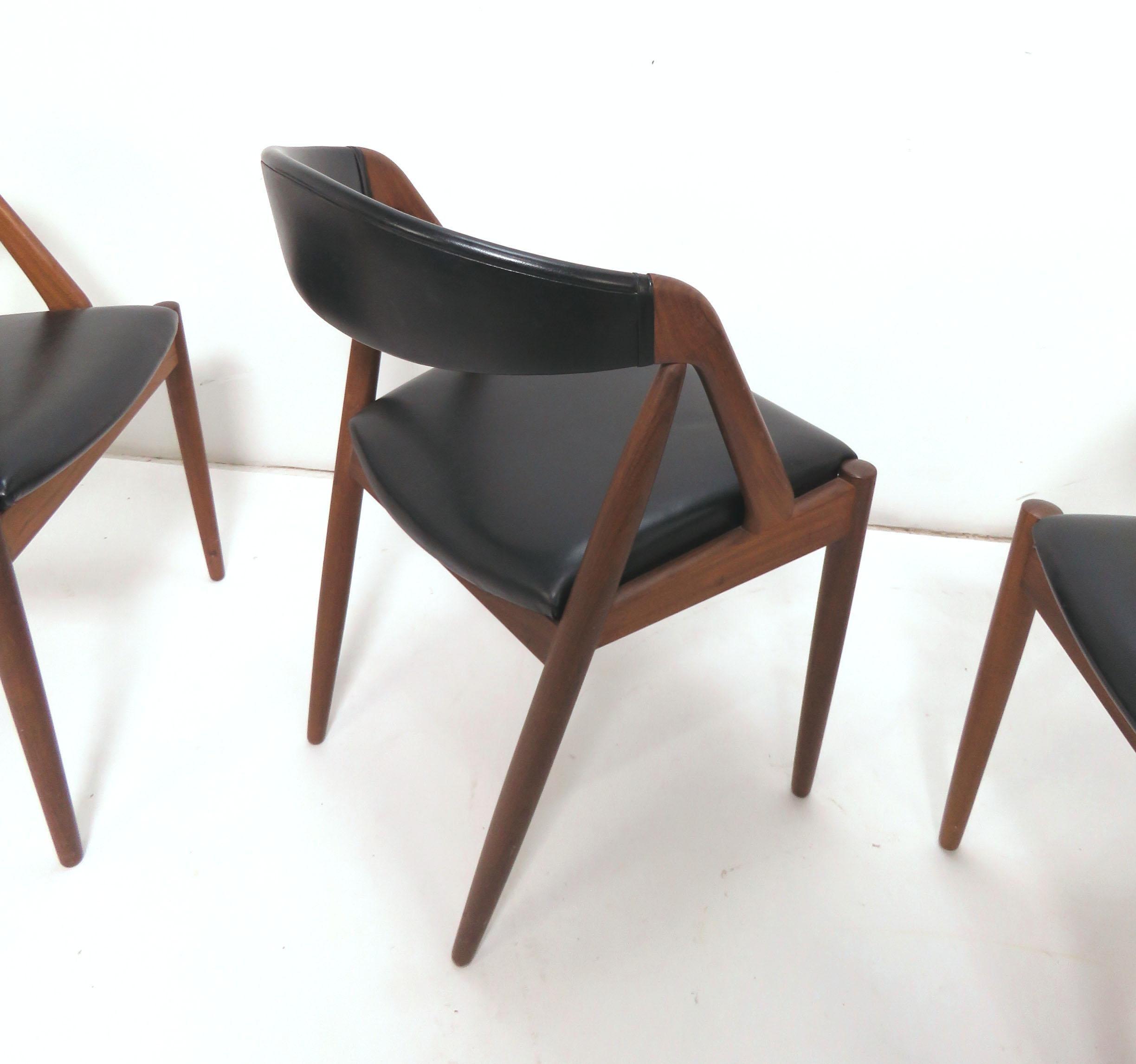 Scandinavian Modern Set of Four Kai Kristiansen Danish Teak Dining Chairs, circa 1960s