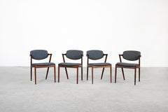 Set of four Kai Kristiansen Dining Chairs Armchairs, S. Andersen New Upholstery