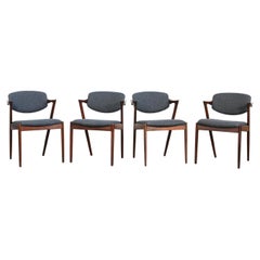 Set of four Kai Kristiansen Dining Chairs Armchairs, S. Andersen New Upholstery