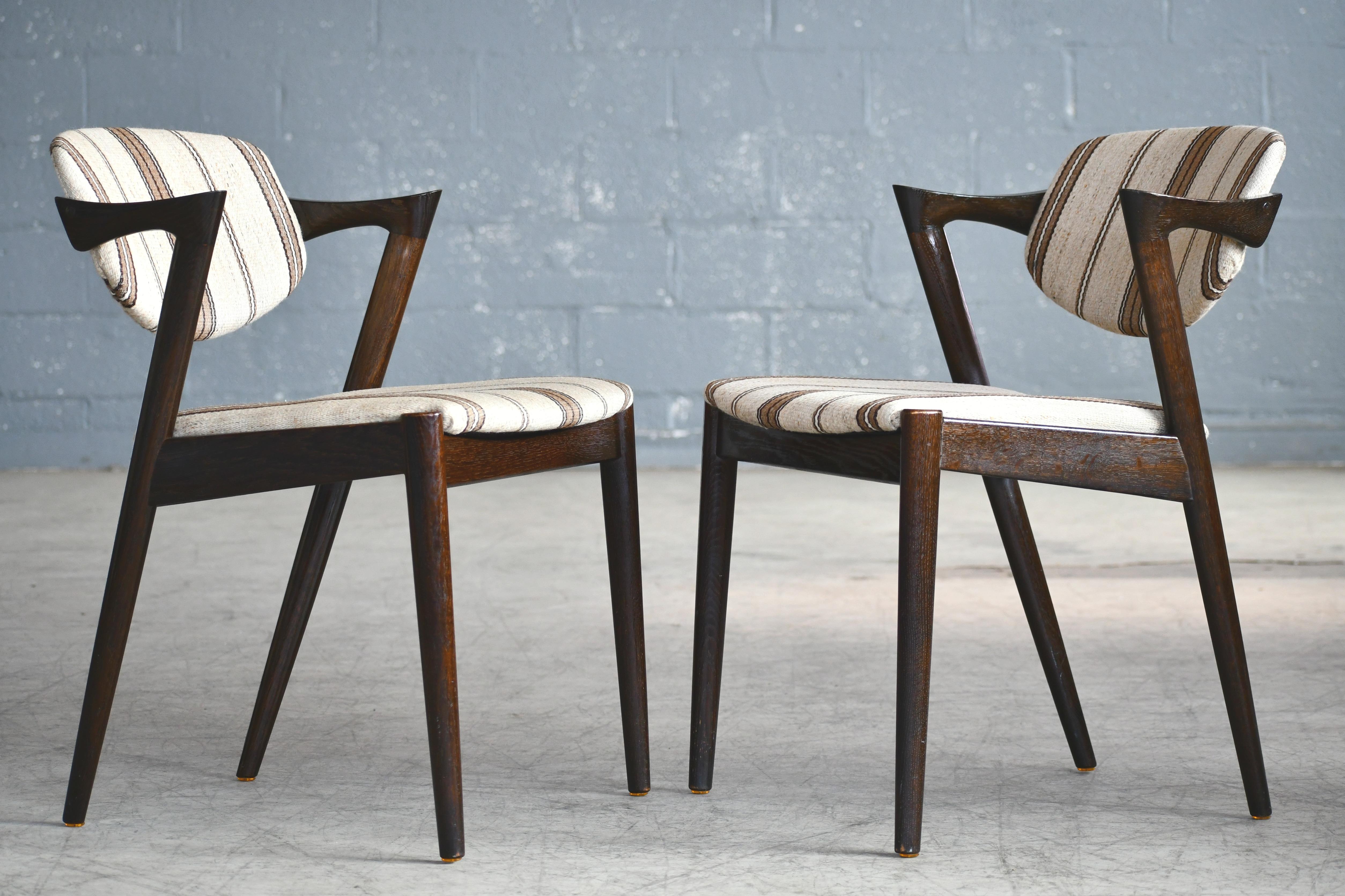Set of Four Kai Kristiansen Model 42 Dining Chairs in Rosewood Stained Oak In Good Condition In Bridgeport, CT
