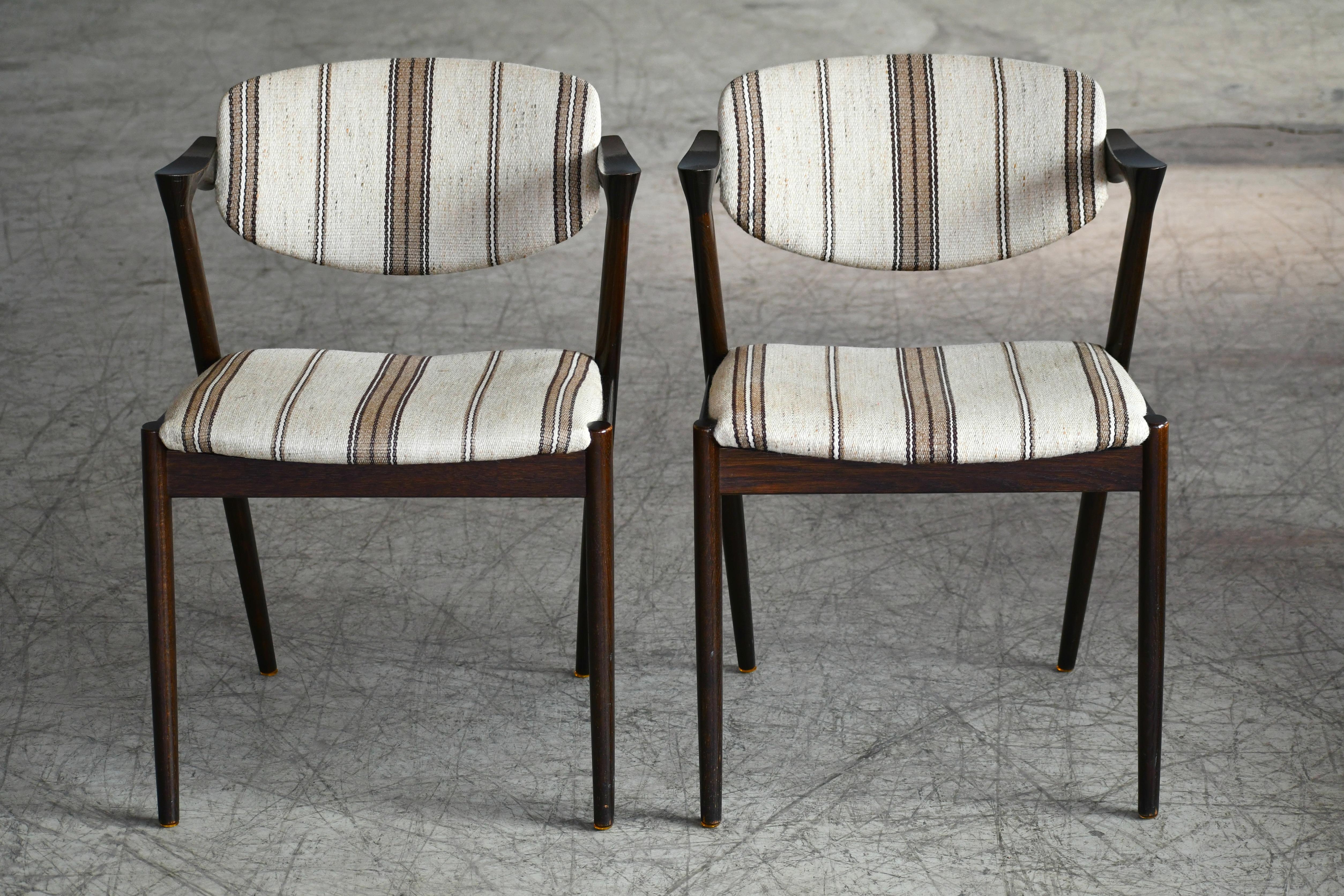 Set of Four Kai Kristiansen Model 42 Dining Chairs in Rosewood Stained Oak 1
