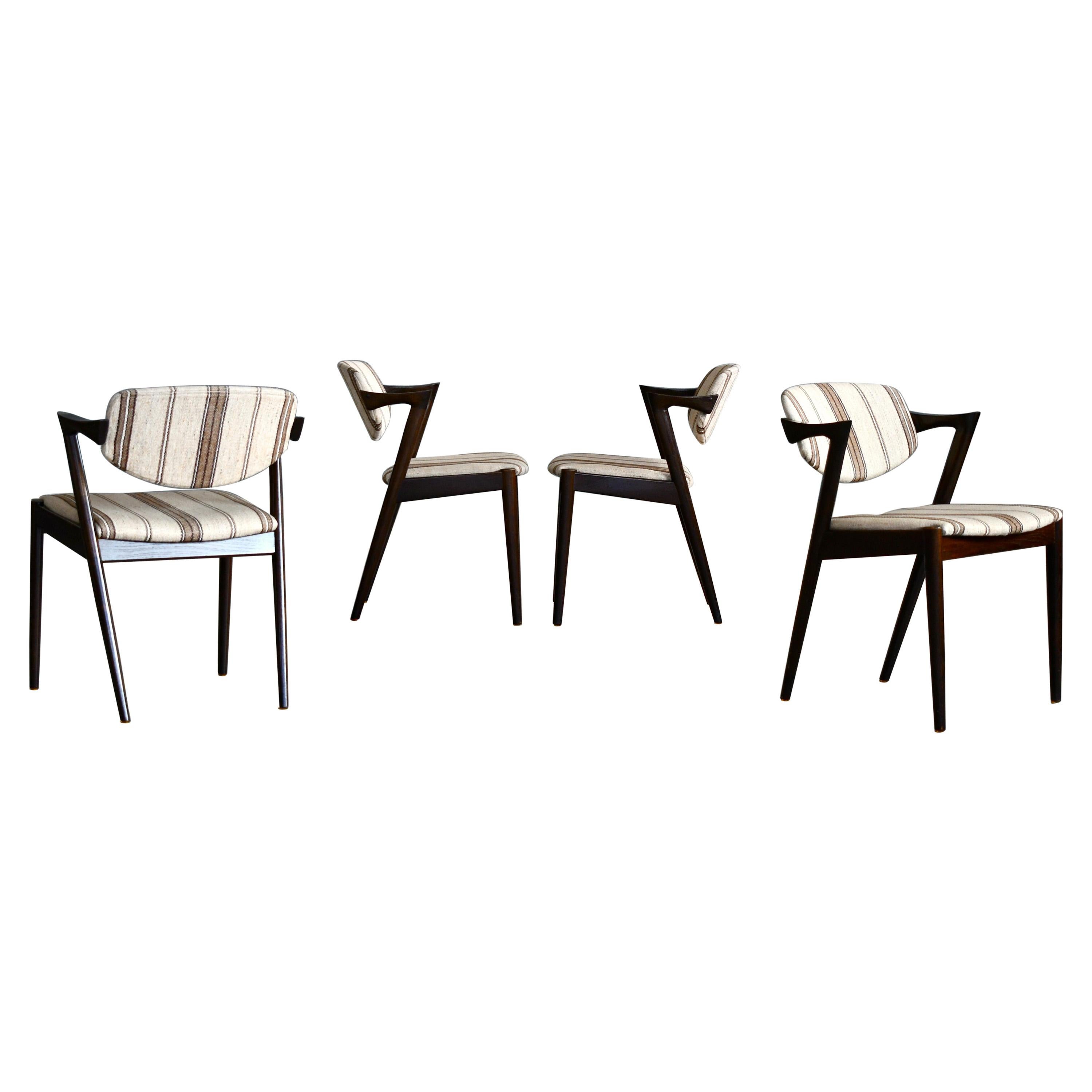 Set of Four Kai Kristiansen Model 42 Dining Chairs in Rosewood Stained Oak