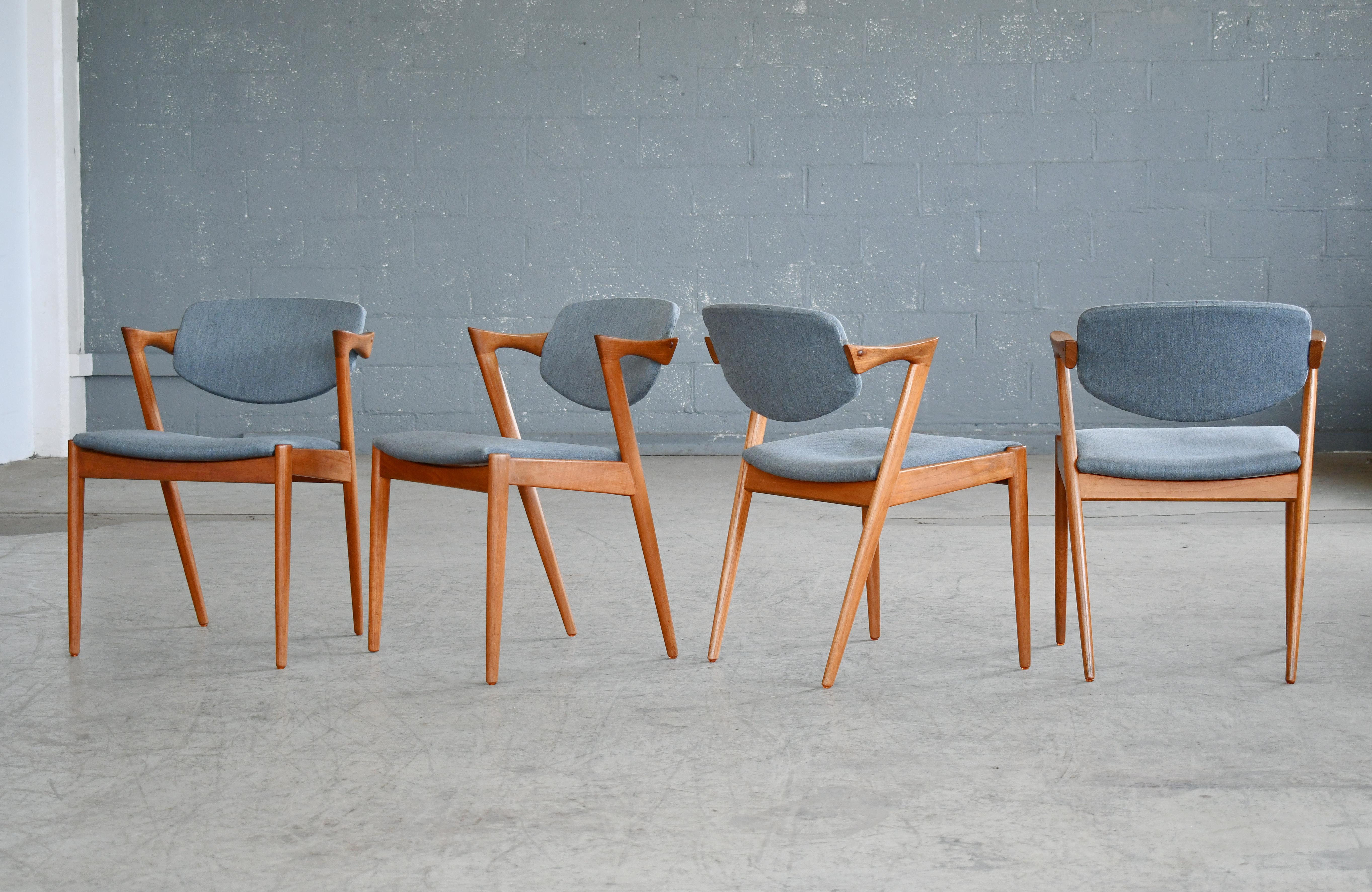 Set of Four Kai Kristiansen Model 42 Oak Dining Chairs Danish Midcentury 2