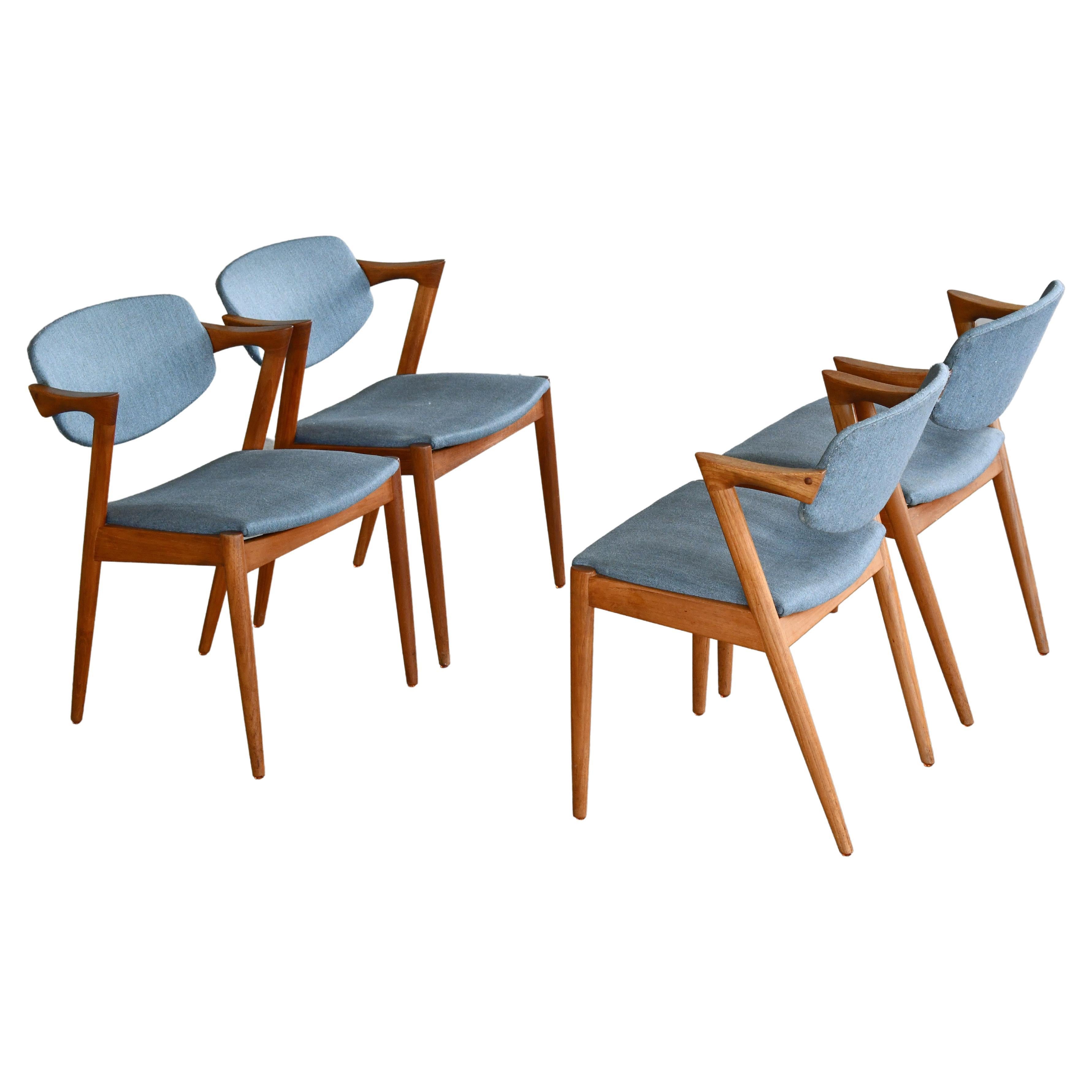 Set of Four Kai Kristiansen Model 42 Oak Dining Chairs Danish Midcentury