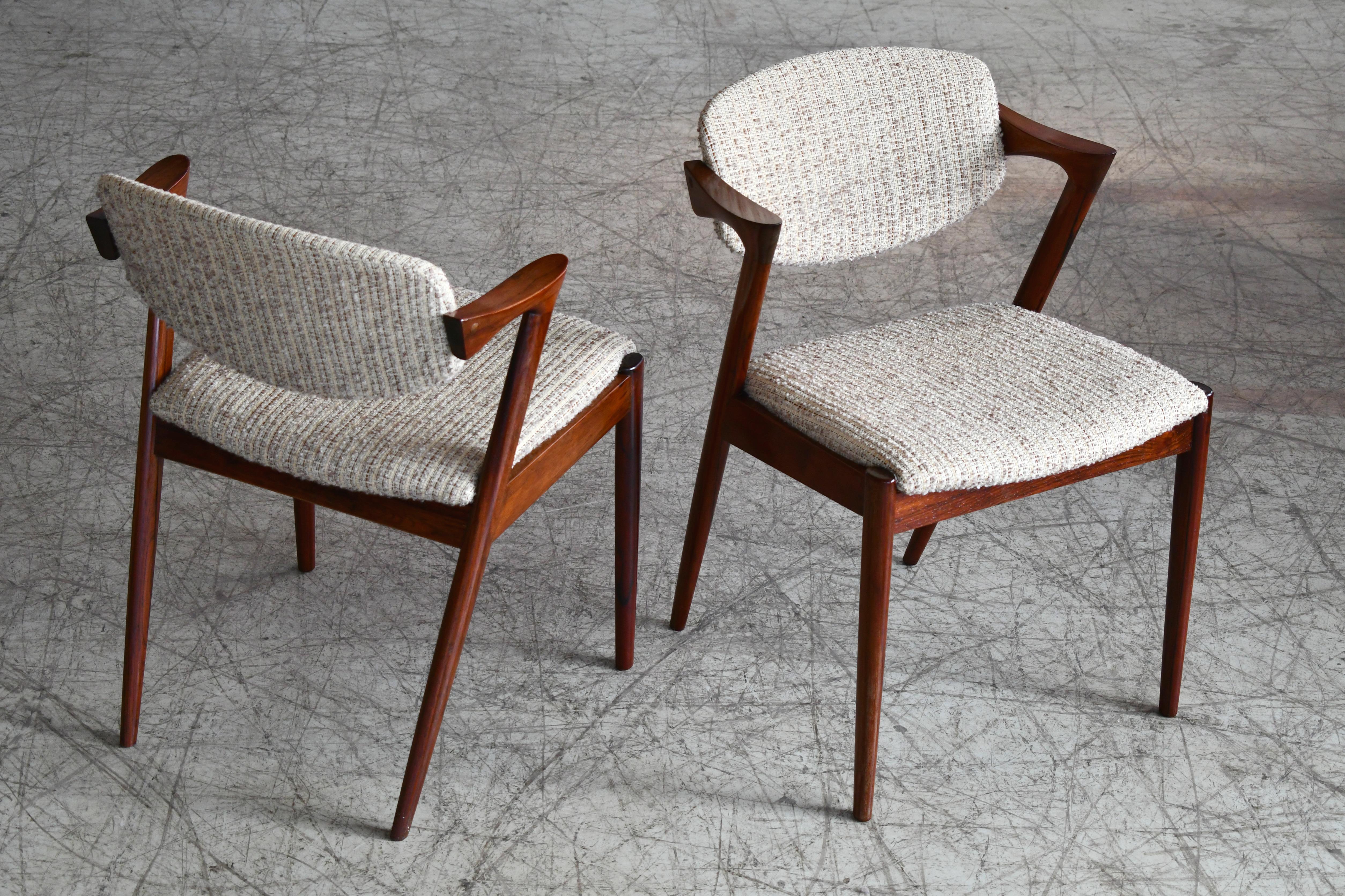 Mid-20th Century Set of Four Kai Kristiansen Model 42 Rosewood Dining Chairs Danish Midcentury