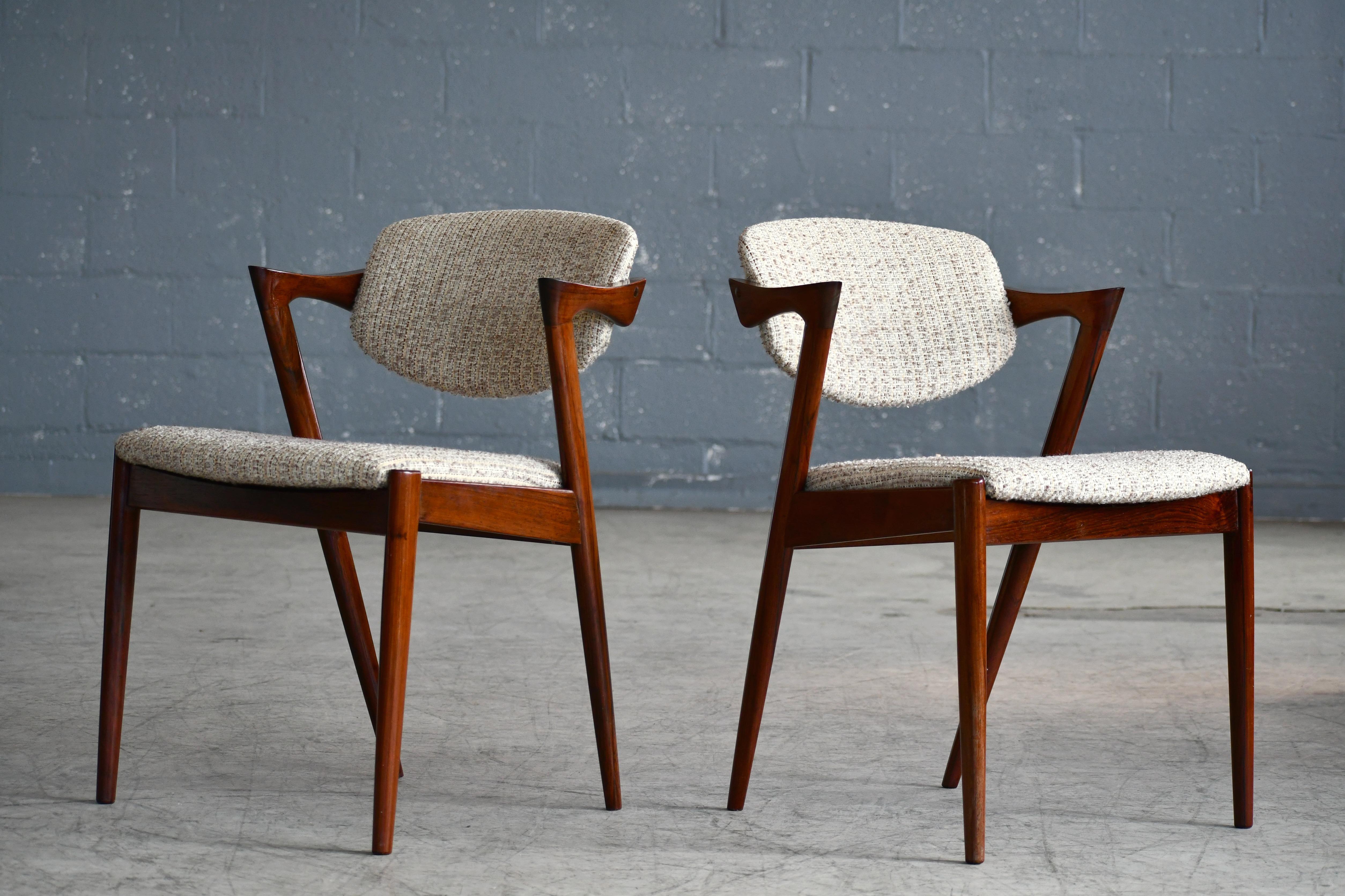 Set of Four Kai Kristiansen Model 42 Rosewood Dining Chairs Danish Midcentury 1