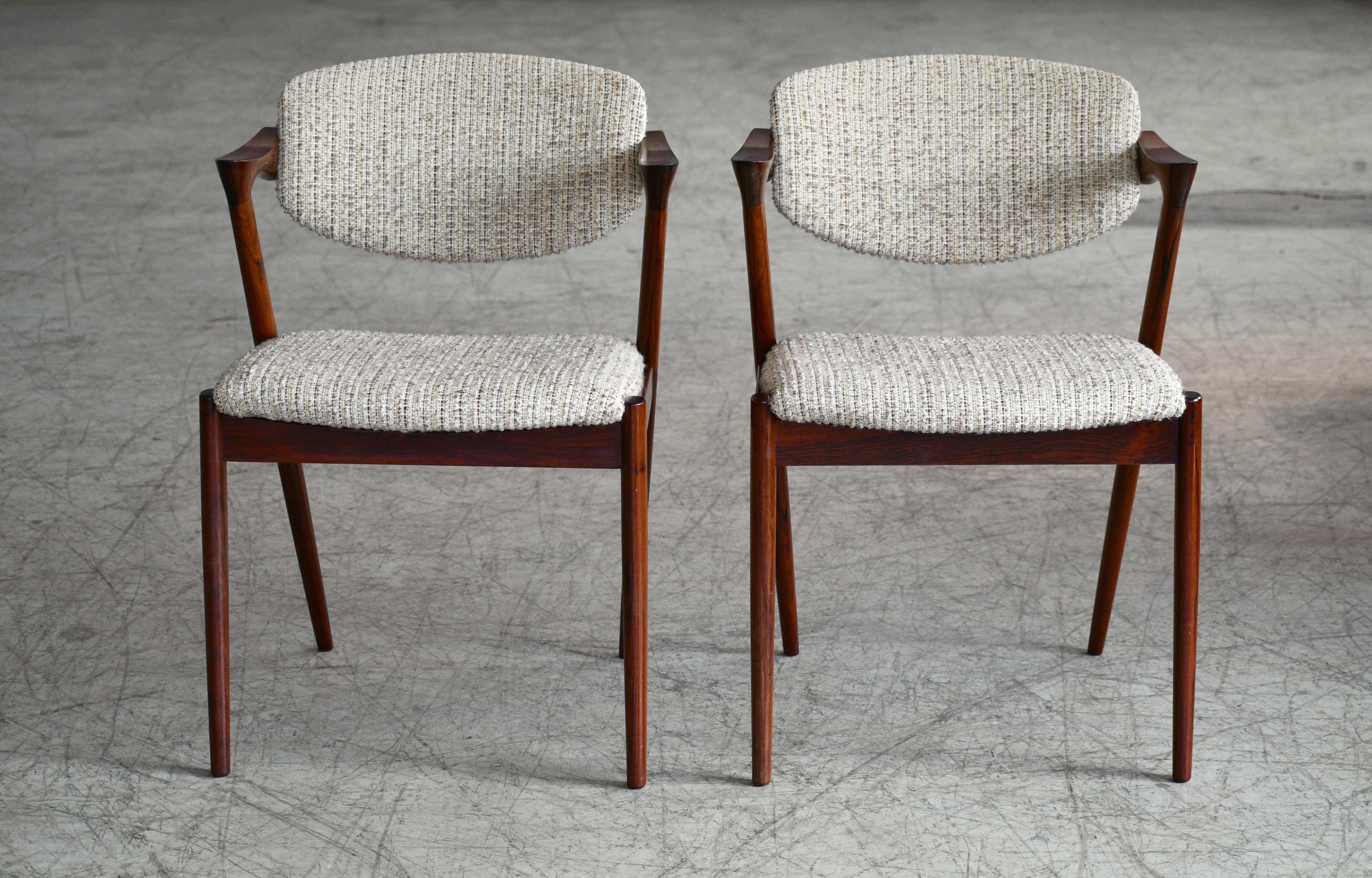 Set of Four Kai Kristiansen Model 42 Rosewood Dining Chairs Danish Midcentury 2