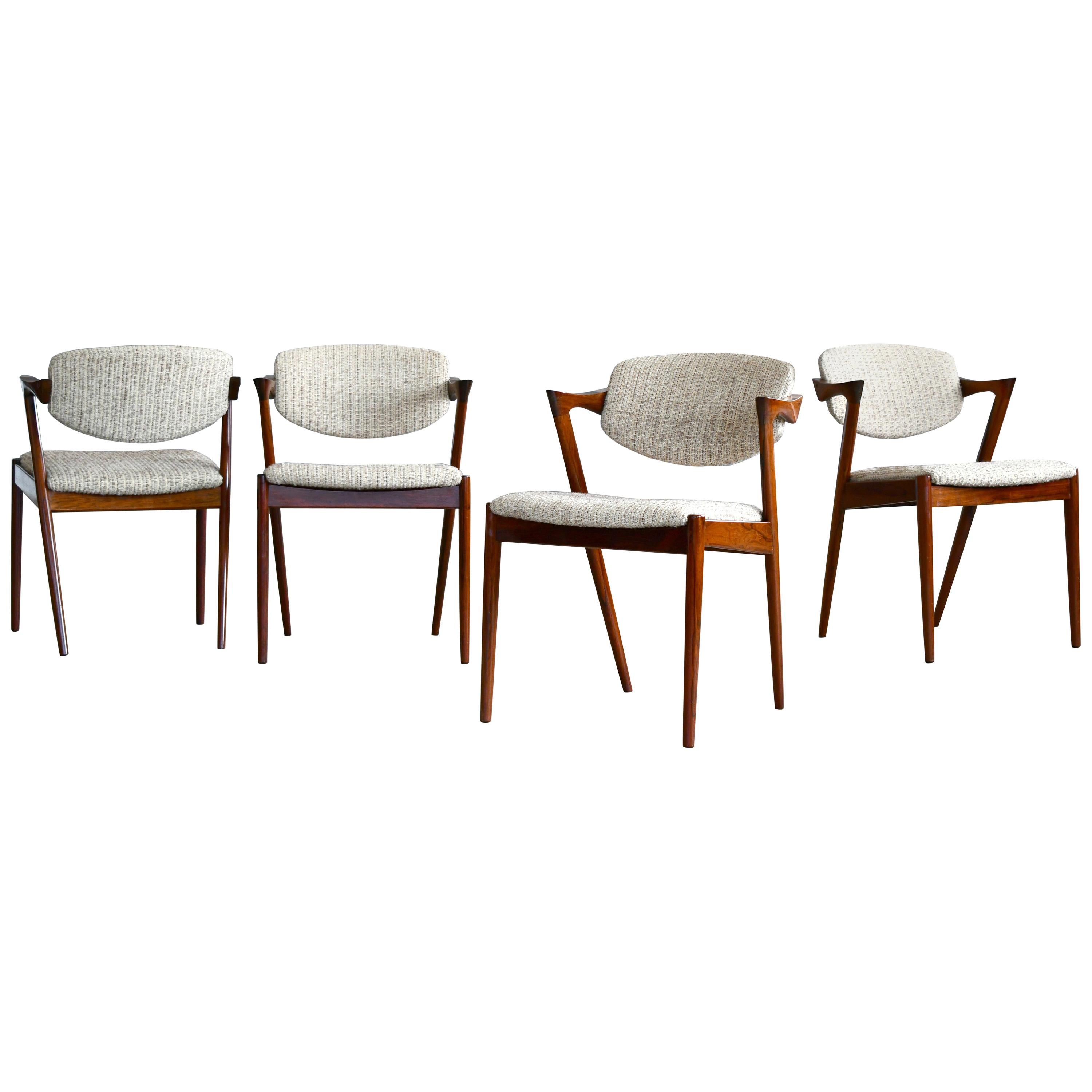 Set of Four Kai Kristiansen Model 42 Rosewood Dining Chairs Danish Midcentury