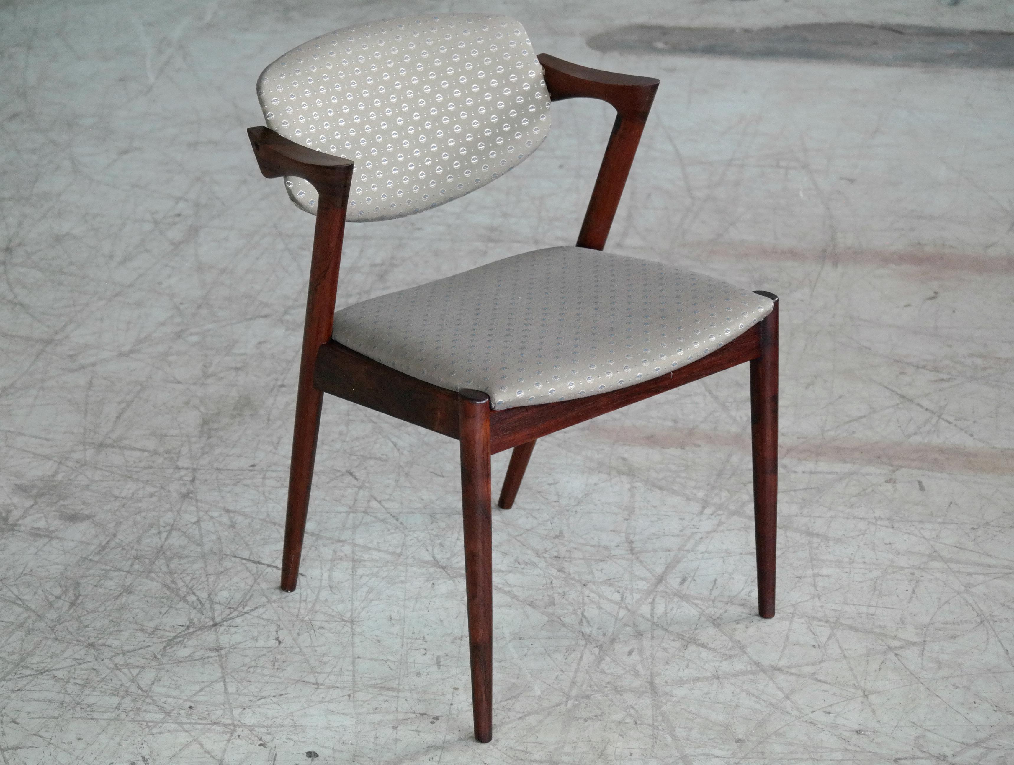 Danish Set of Four Kai Kristiansen Model 42 Rosewood Dining Chairs for Schou Andersen
