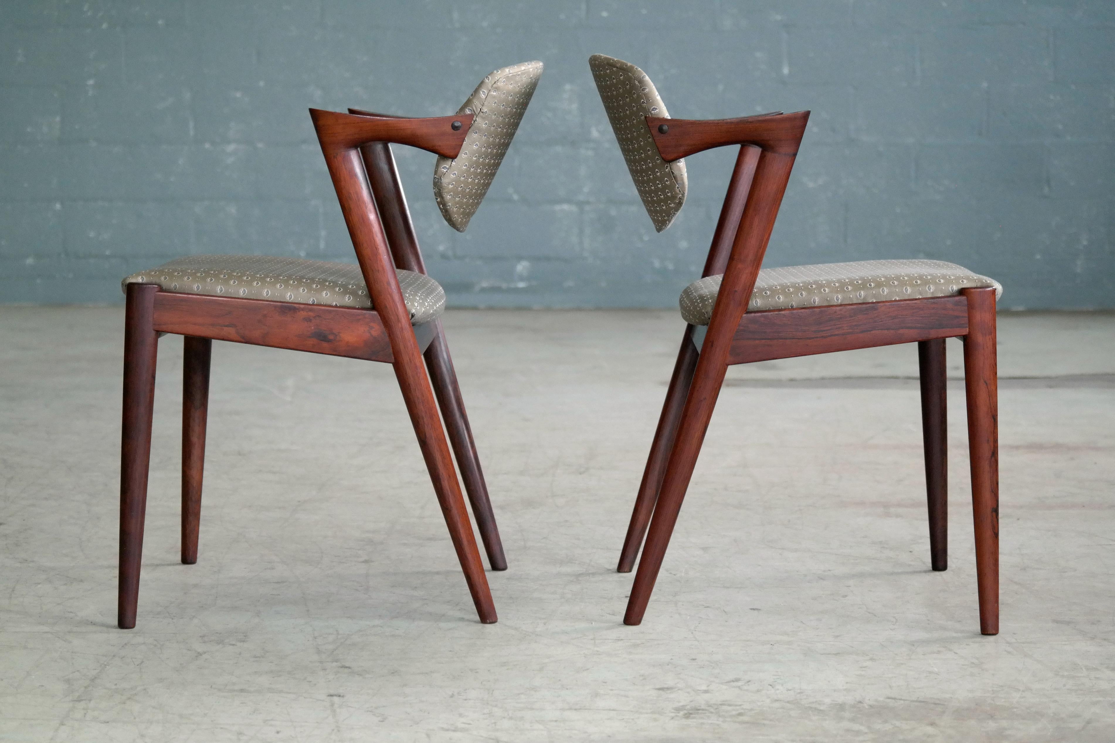 Mid-20th Century Set of Four Kai Kristiansen Model 42 Rosewood Dining Chairs for Schou Andersen