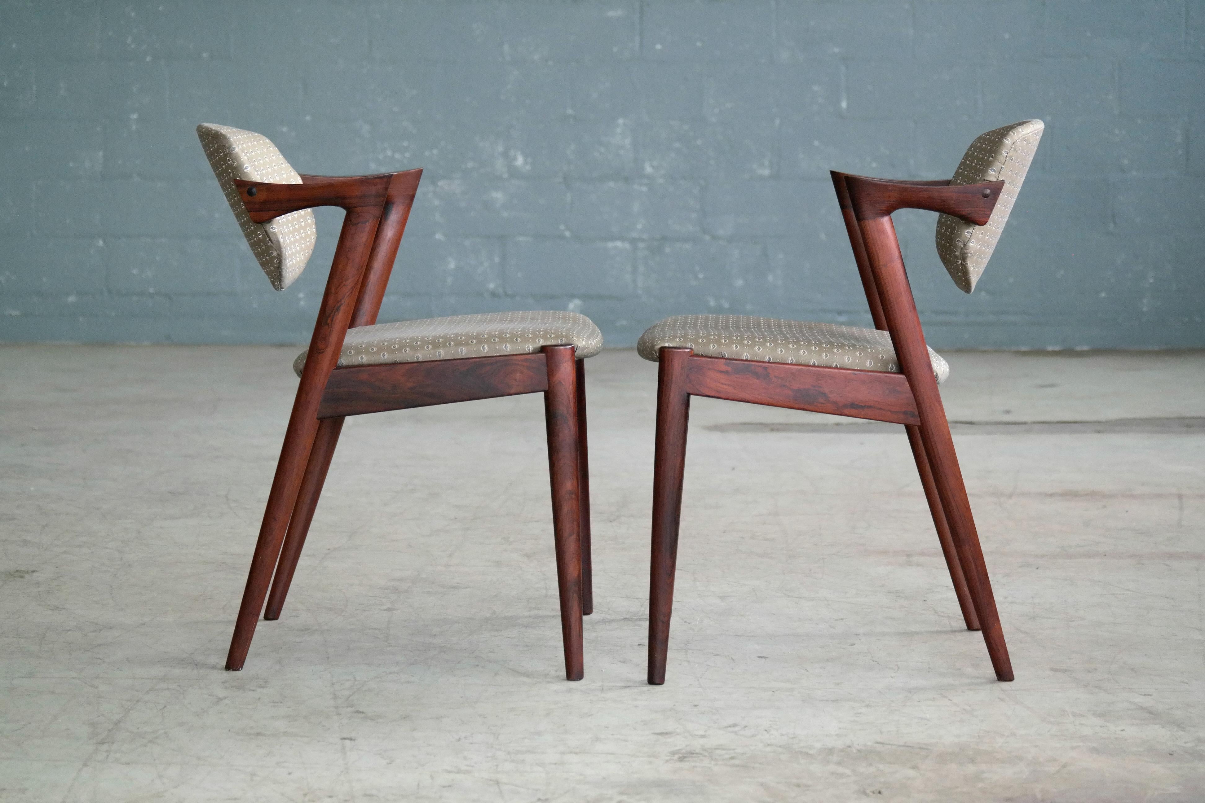 Teak Set of Four Kai Kristiansen Model 42 Rosewood Dining Chairs for Schou Andersen