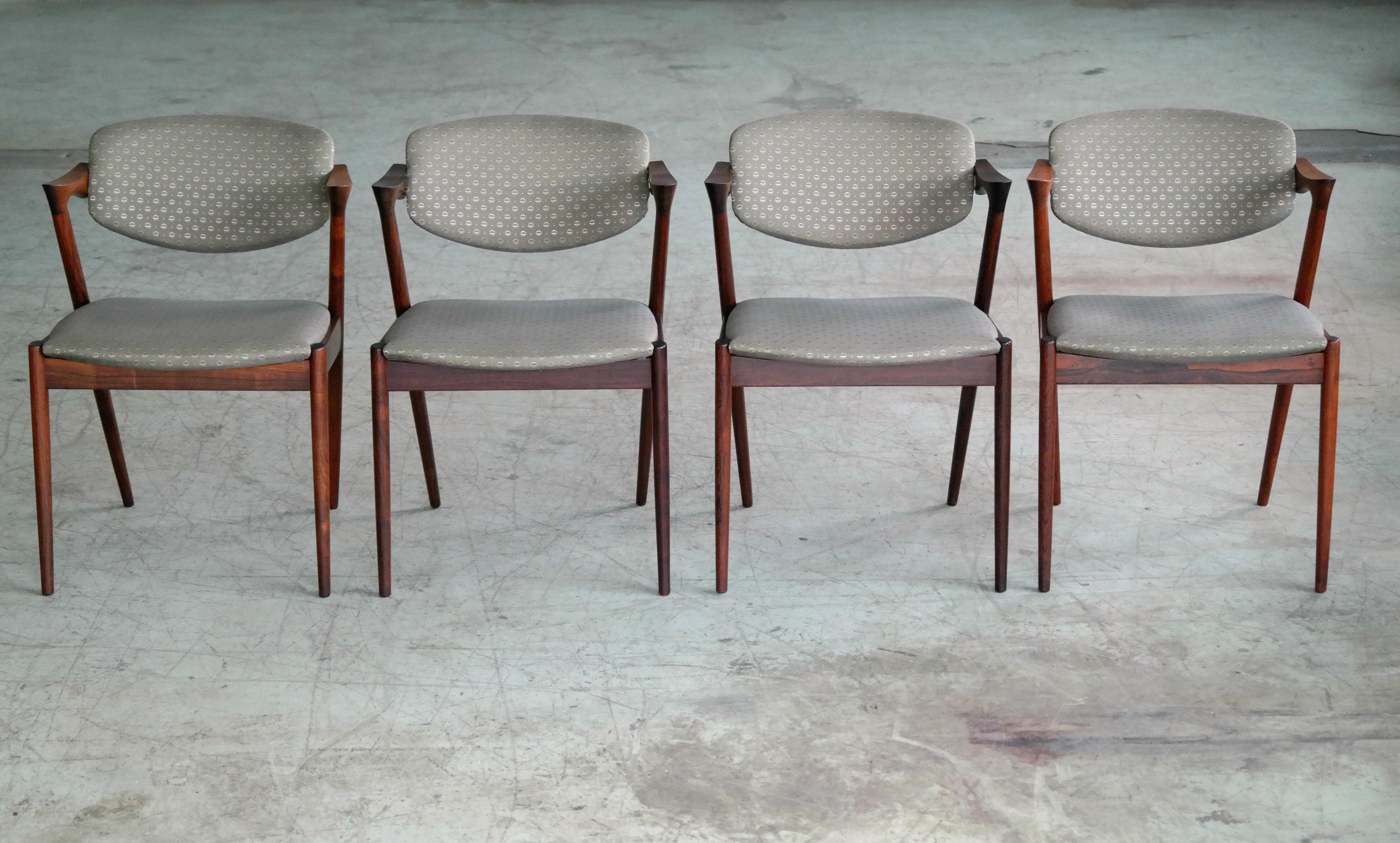 Set of Four Kai Kristiansen Model 42 Rosewood Dining Chairs for Schou Andersen 1