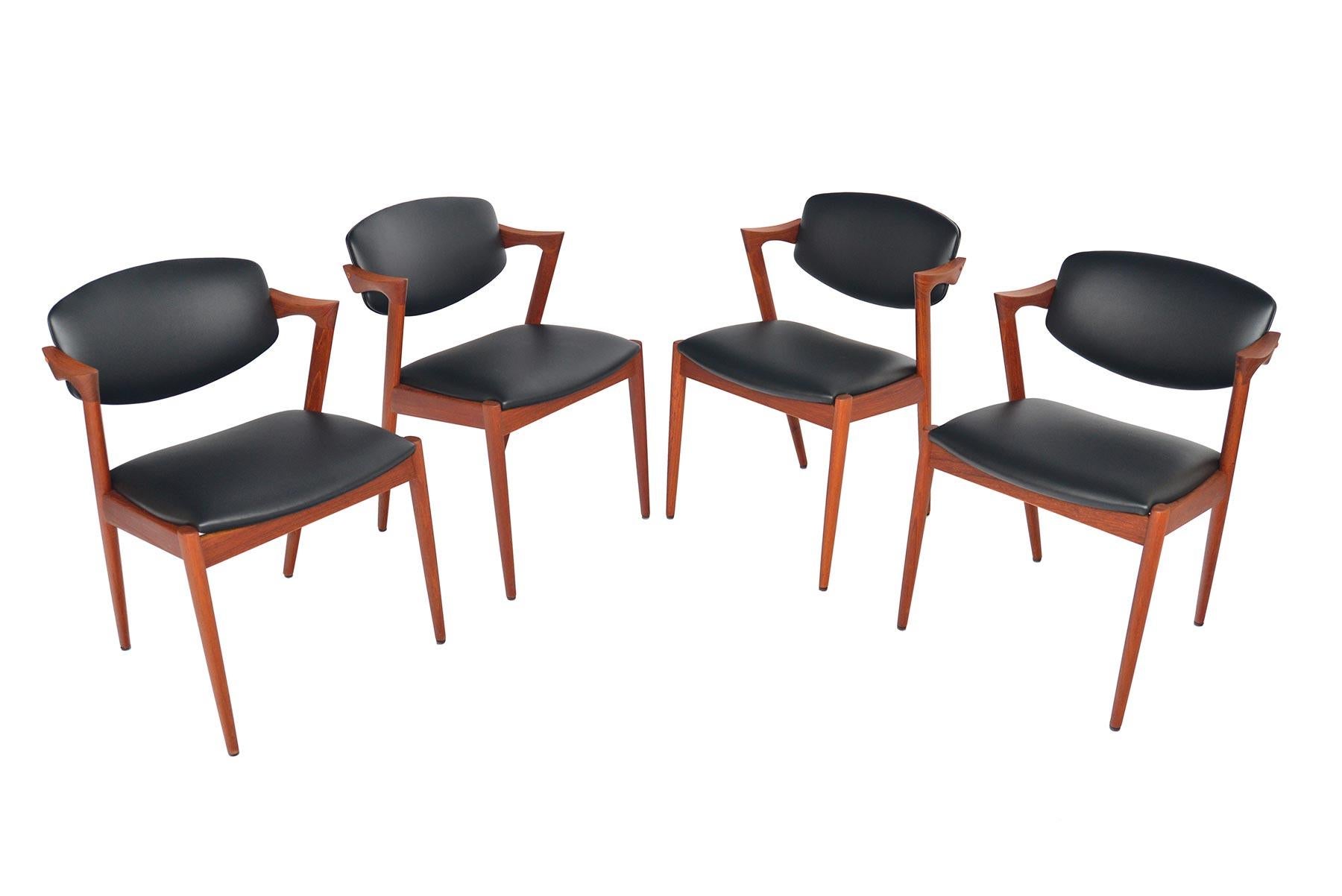 Scandinavian Modern Set of Four Kai Kristiansen Model 42 Teak Dining Chairs