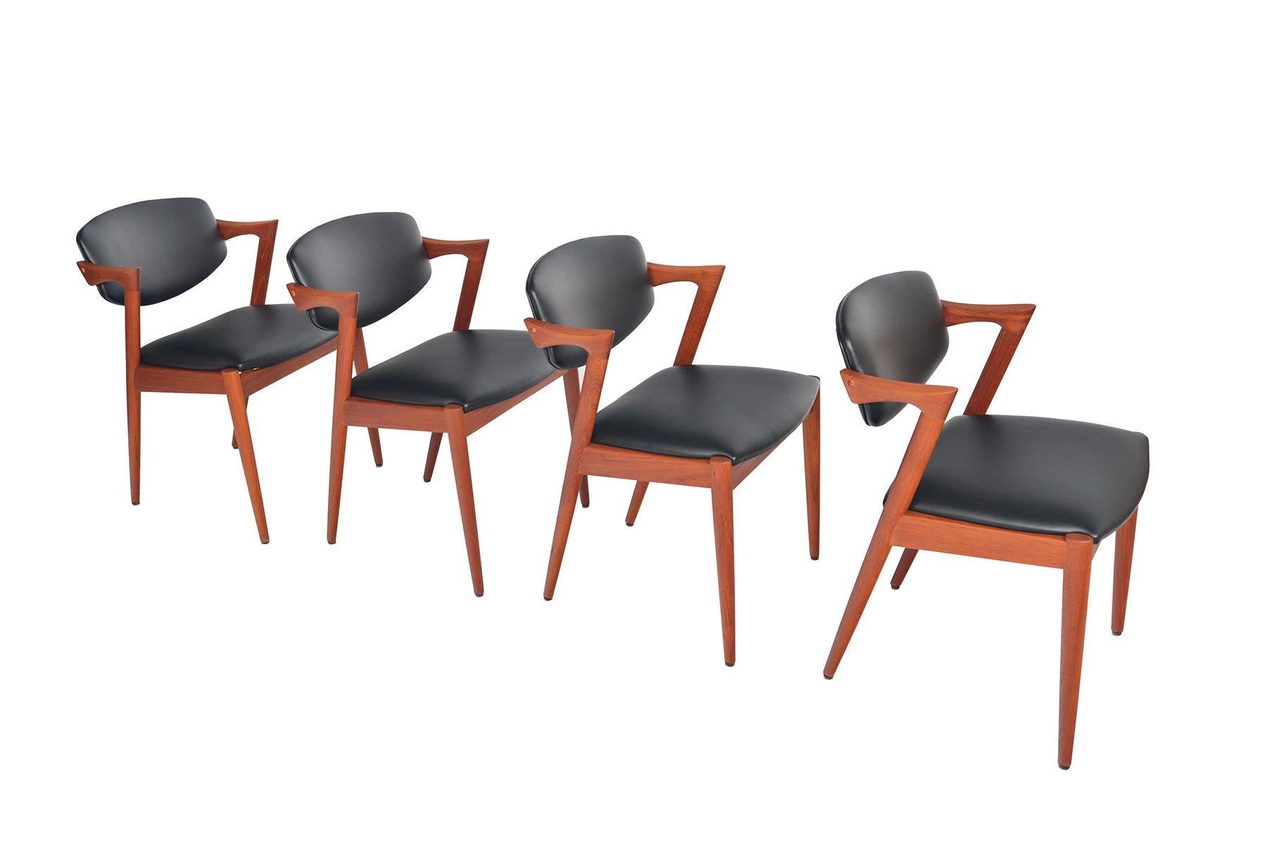 Danish Set of Four Kai Kristiansen Model 42 Teak Dining Chairs