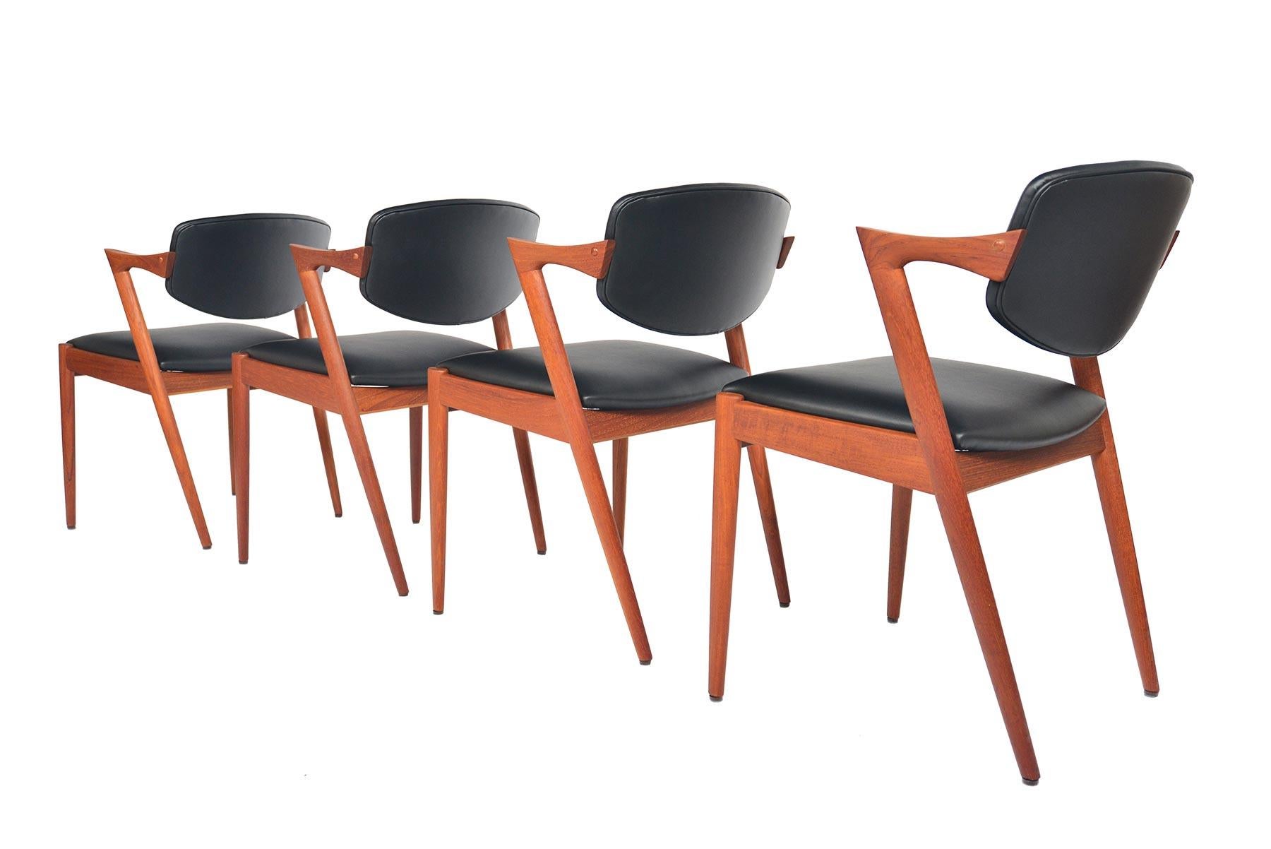 Set of Four Kai Kristiansen Model 42 Teak Dining Chairs In Excellent Condition In Berkeley, CA