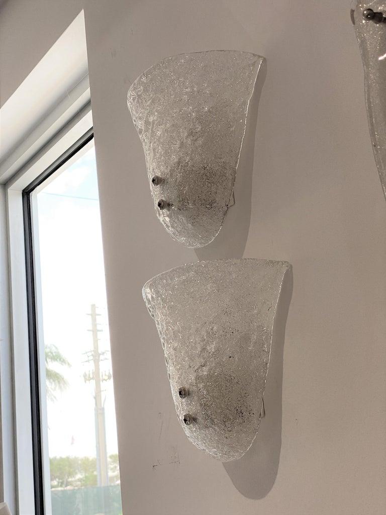 Mid-Century Modern Set of Four Kalmar Murano Glass Sconces 