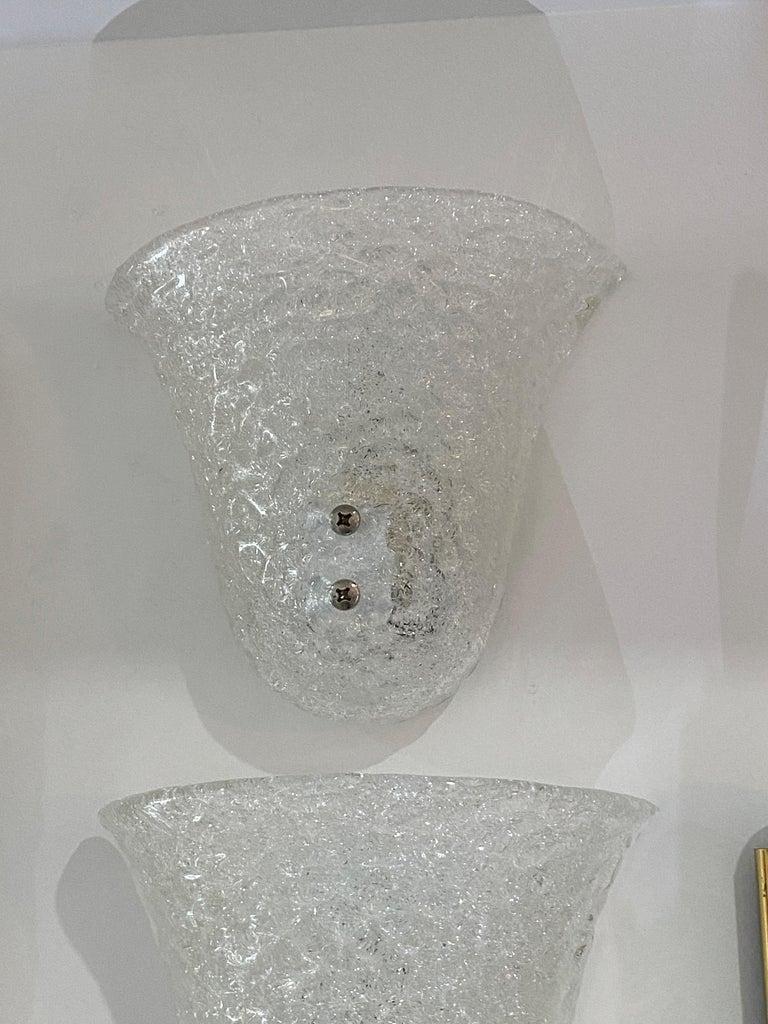 Metal Set of Four Kalmar Murano Glass Sconces 