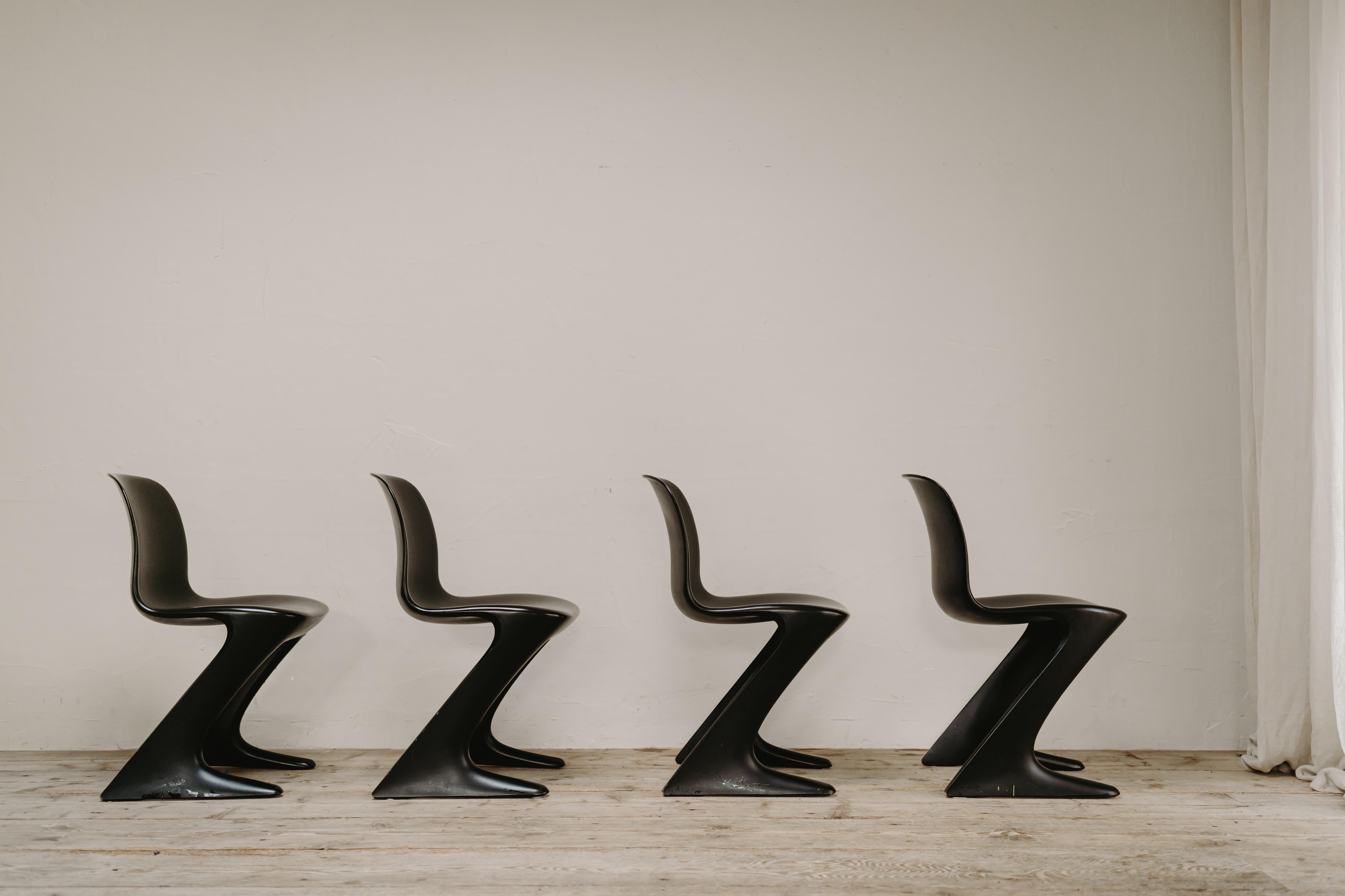 German Set of Four Kangaroo Chairs Designed by Ernst Moeckl