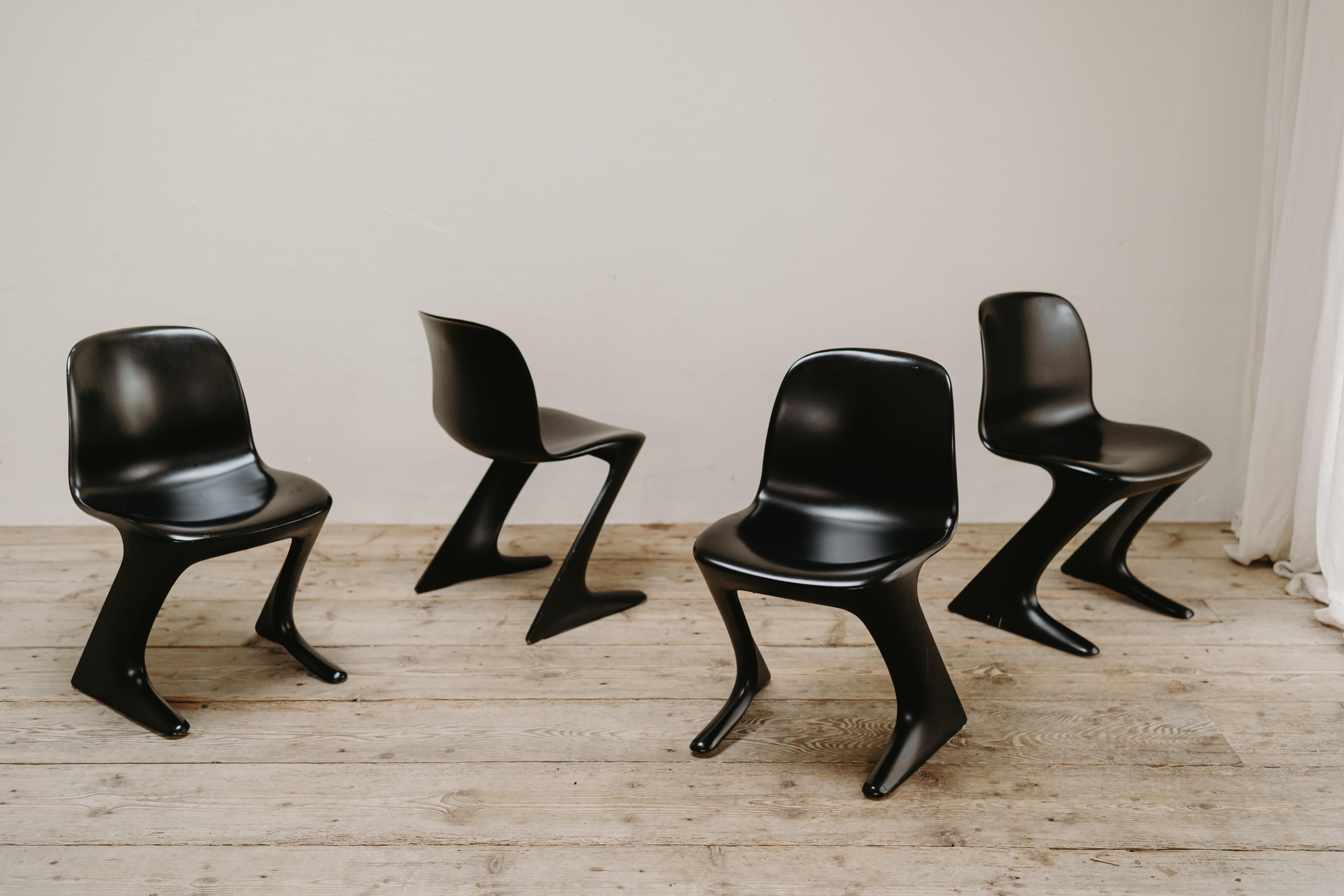 Fiberglass Set of Four Kangaroo Chairs Designed by Ernst Moeckl