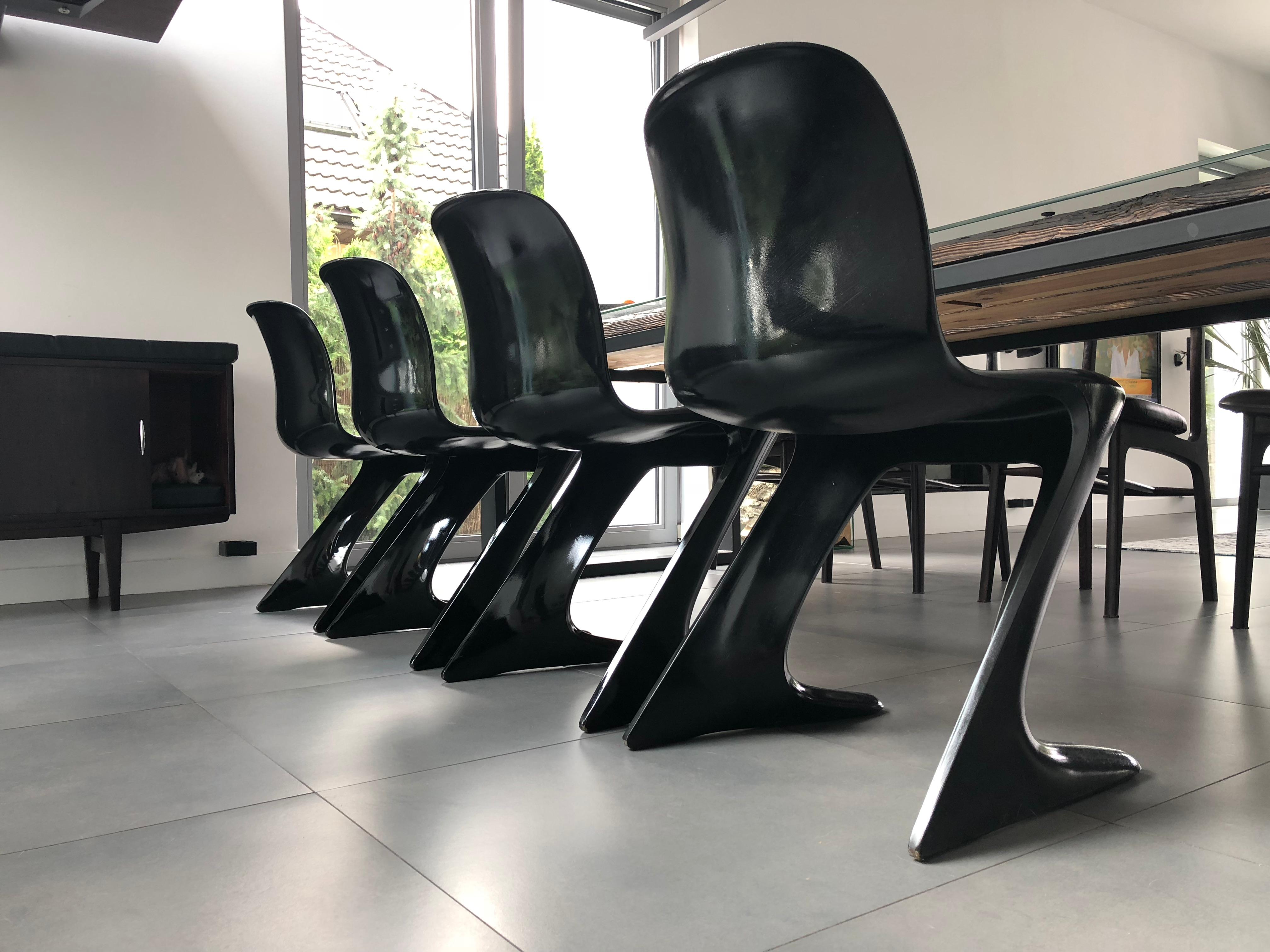 Fiberglass Set of Four Kangaroo Chairs Designed by Ernst Moeckl, Germany, 1968 For Sale