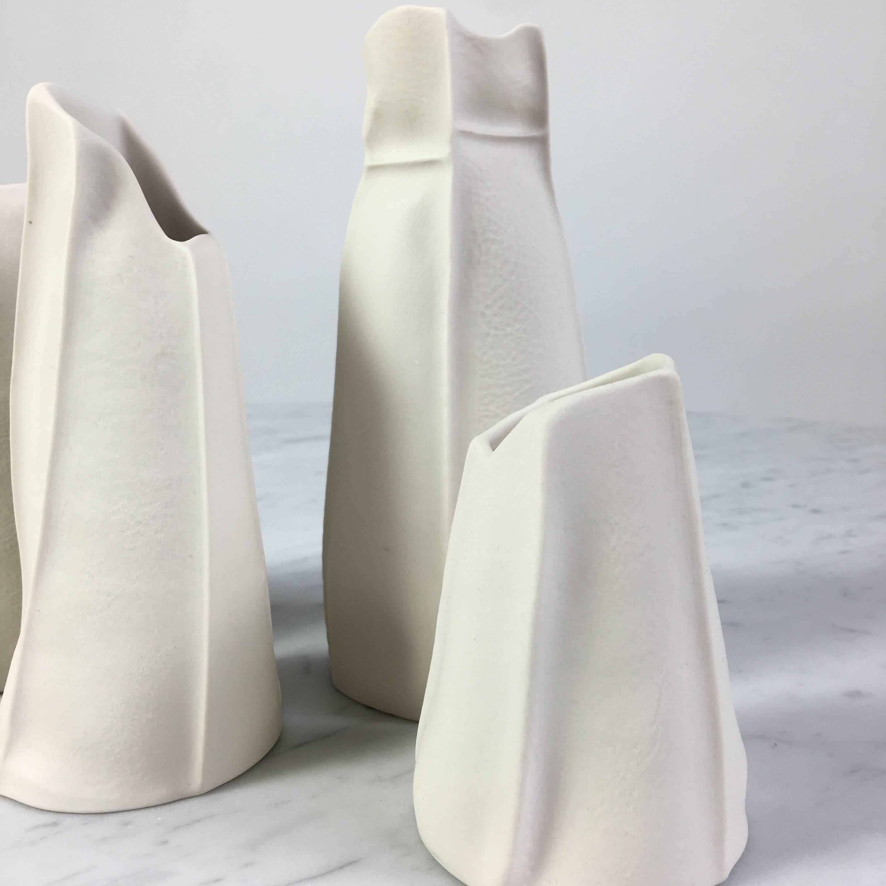 Cast Set of Four Kawa Porcelain Vases, in Stock