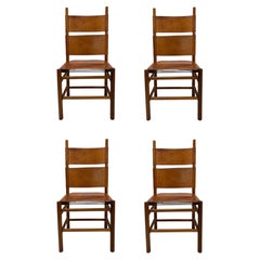 Set of four "Kentucky" leather chairs by Carlo Scarpa for Bernini, Italy 1977