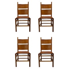 Set di quattro sedie in pelle "Kentucky" di Carlo Scarpa per Bernini, Italia 1977