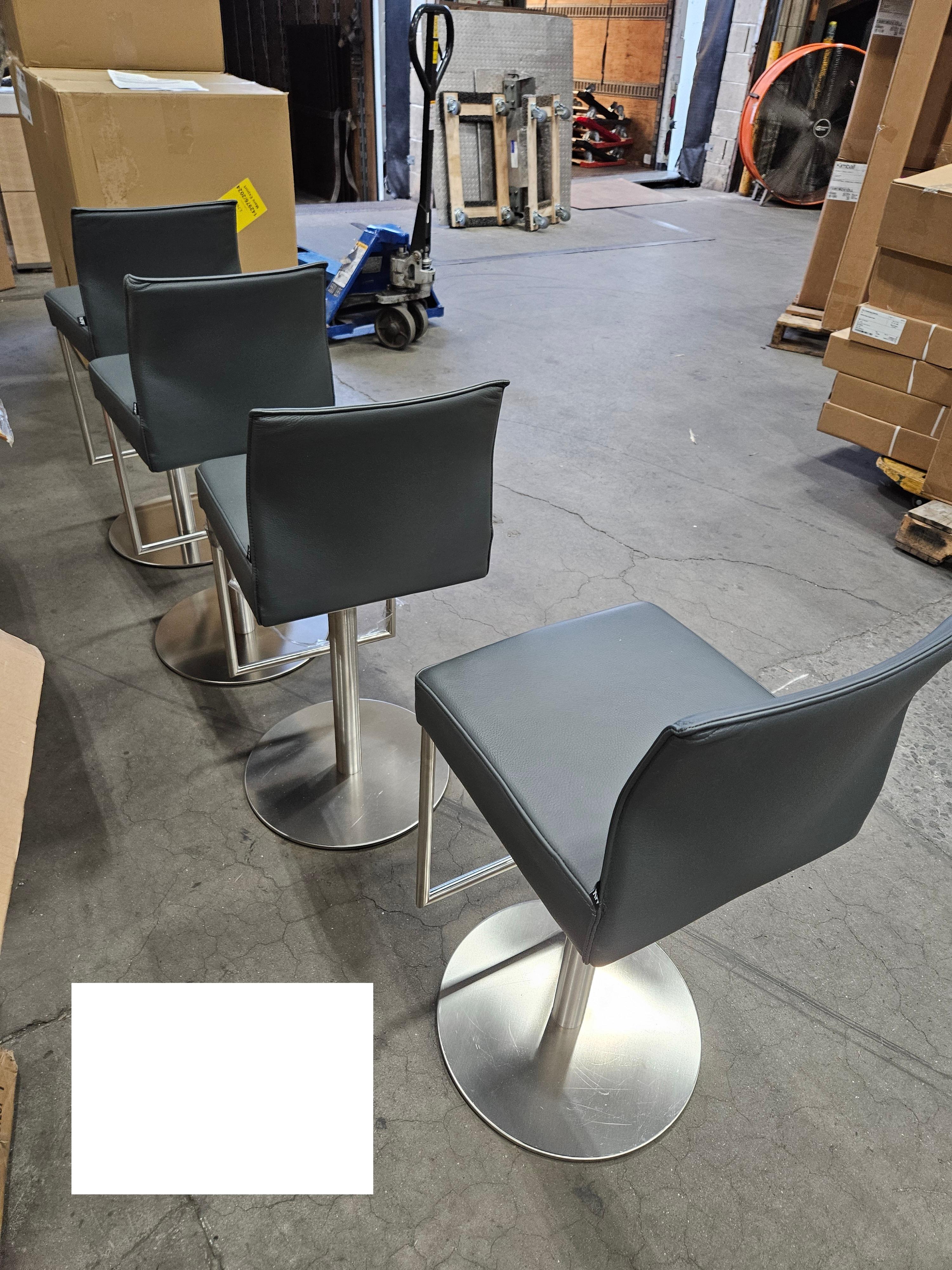 German Set of Four KFF Height Adjustable Leather Glooh Stools in STOCK For Sale