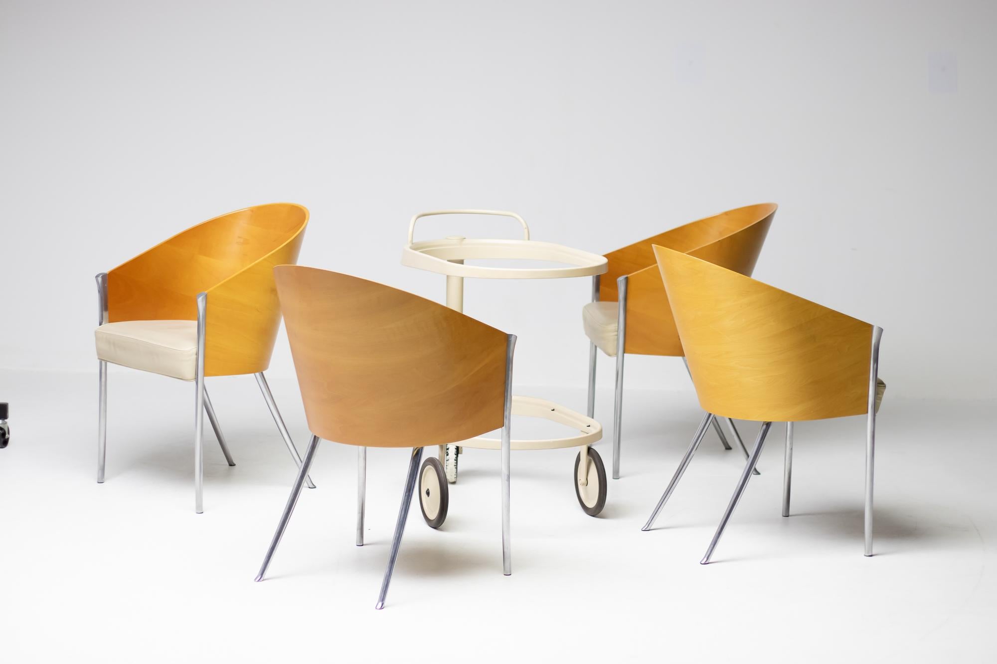 Aluminum Set of Four King Costes Chairs by Philippe Starck