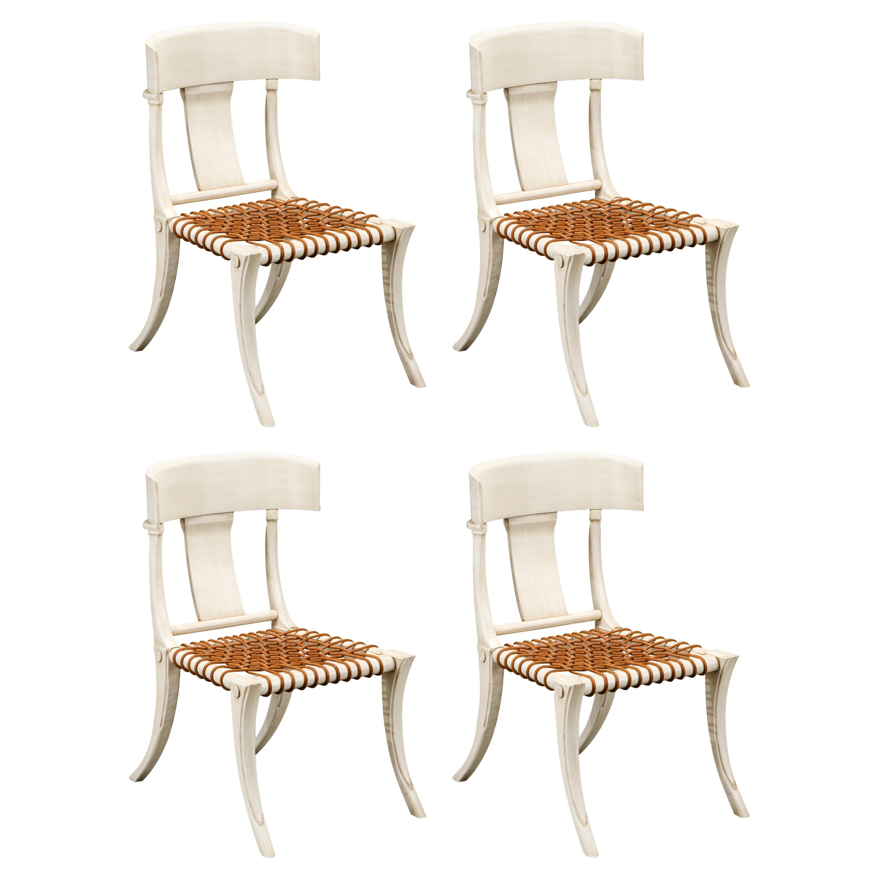 Set of Four Klismos Chairs in the Style of T.H. Robsjohn Gibbings