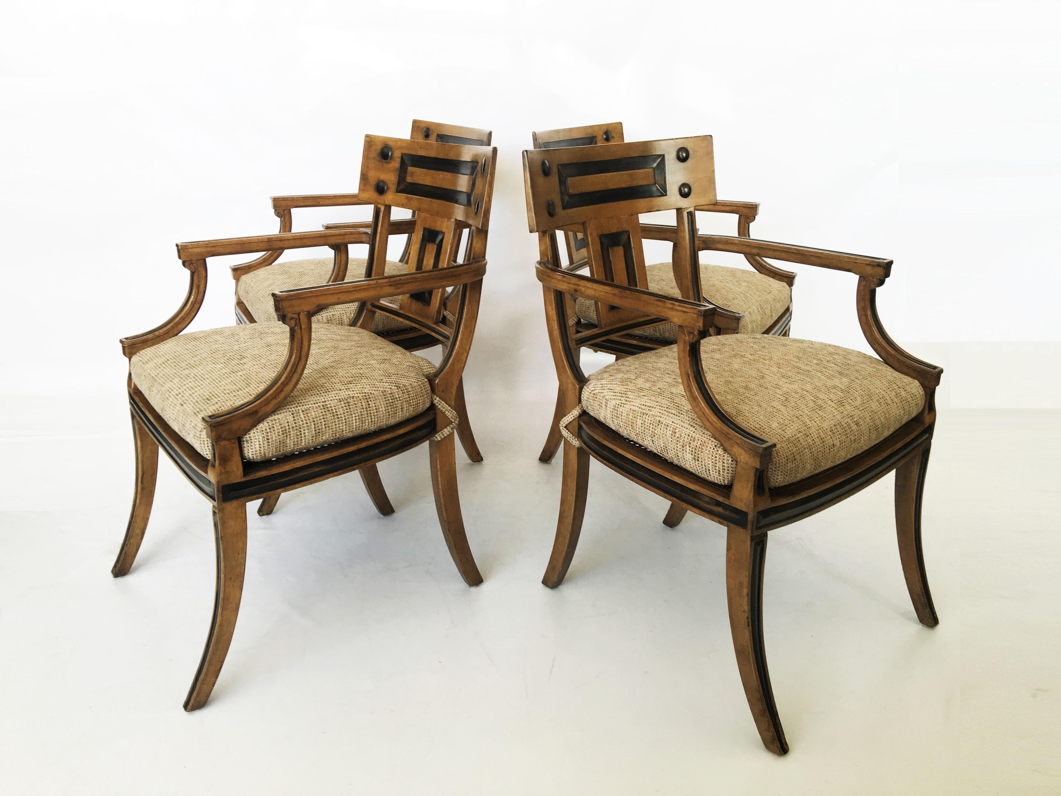 American Set of Four Klismos Inspired Armchairs by Michael Taylor For Sale
