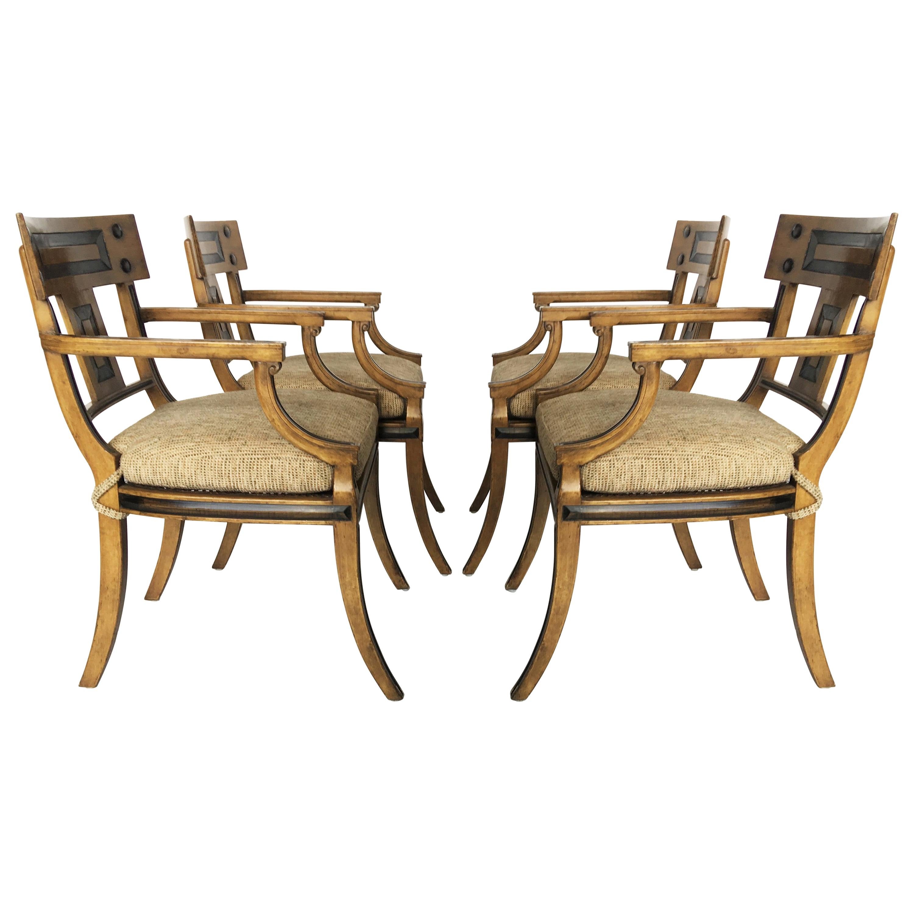 Set of Four Klismos Inspired Armchairs by Michael Taylor For Sale